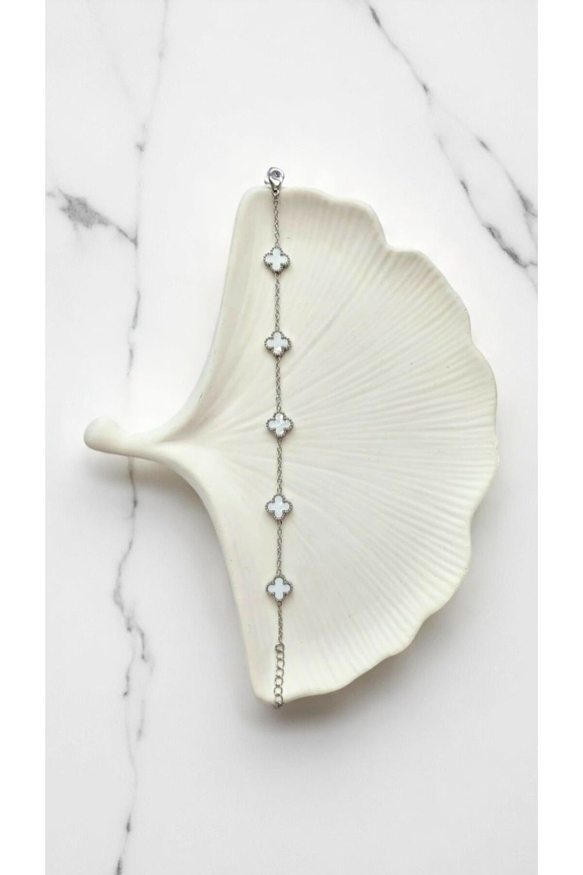NOVA JEWELLERY Van Cleef Küçük Zirkon Taşlı Çelik Bileklik |STEEL BRACELET