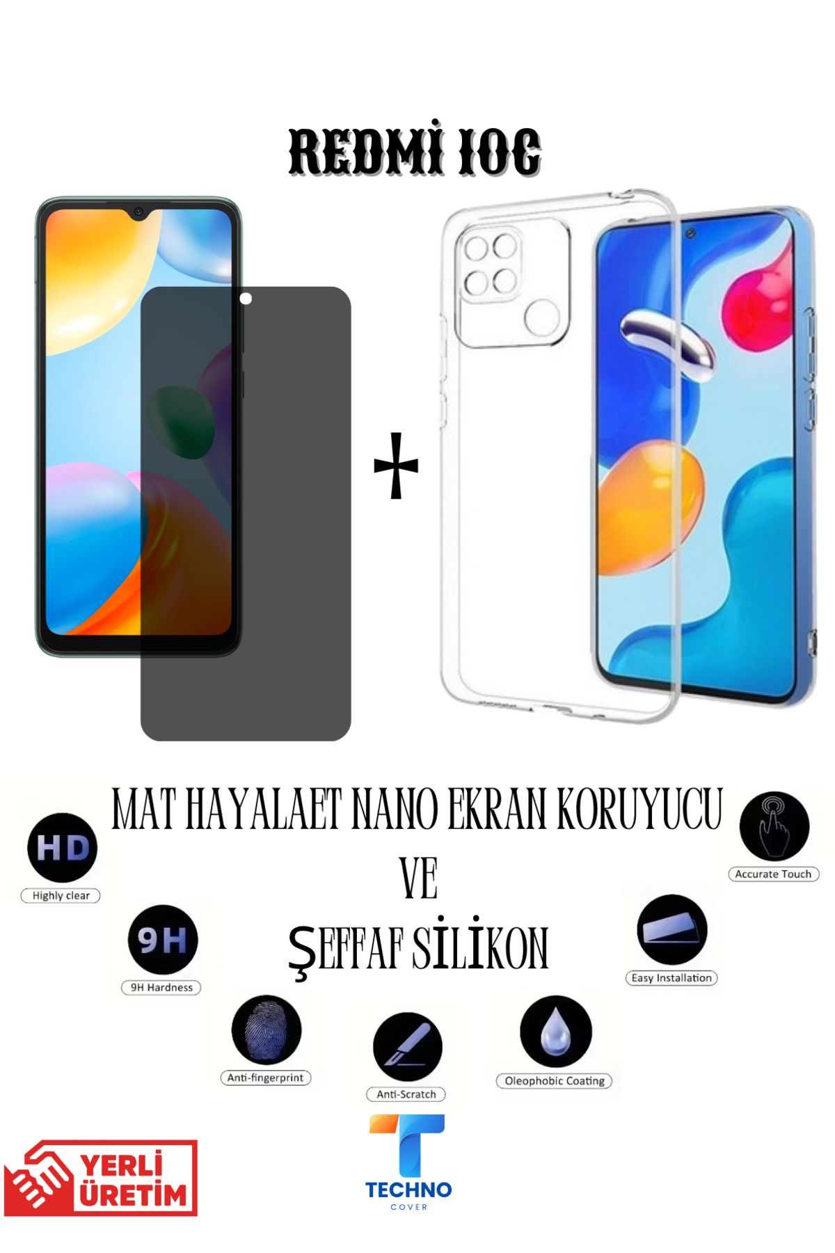 foxpower Redmi 10c Mat Hayalet Nano Ekran Koruyucu Ve Şeffaf Kılıf 2li Avantajlı Paket