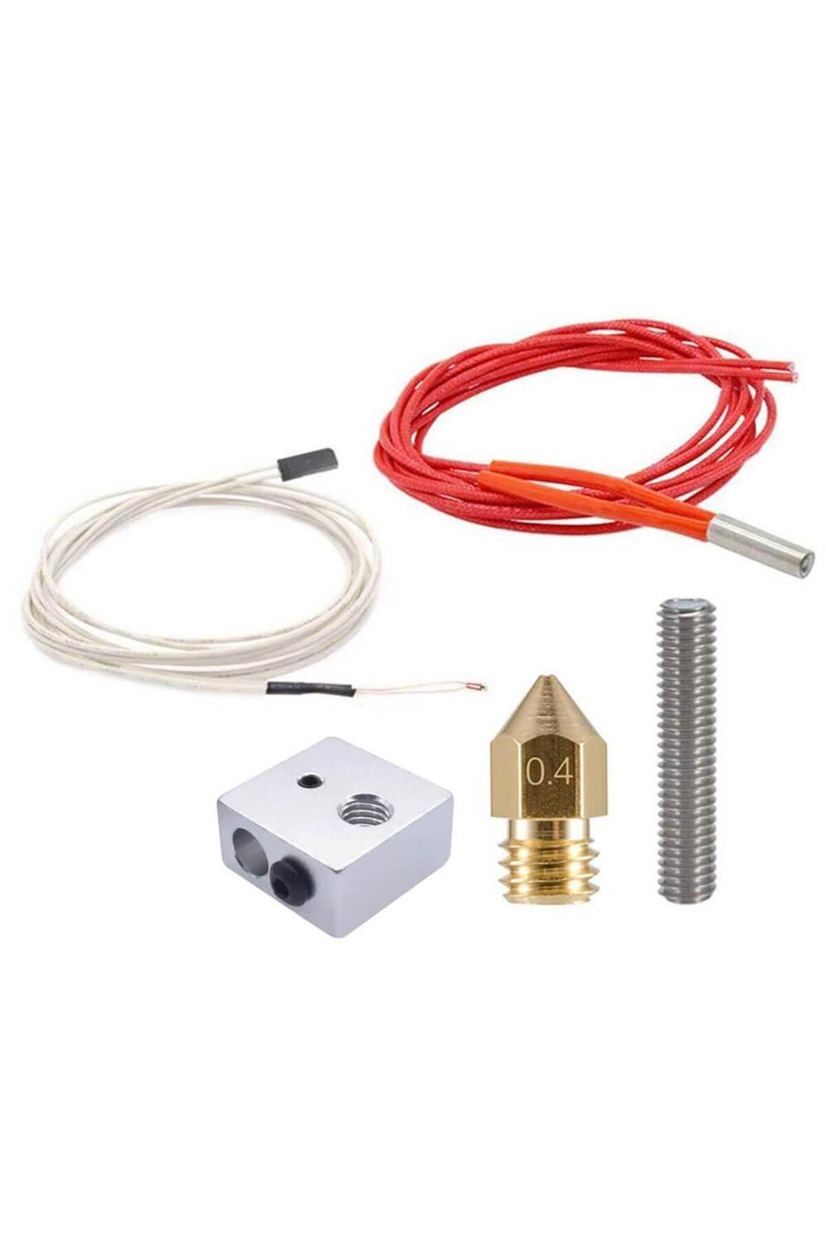 Koodmax 3d Yazıcı Mk8 Extruder 0.4mm Nozzle Hotend Filament Isıtıcı Blok Termistör Seti