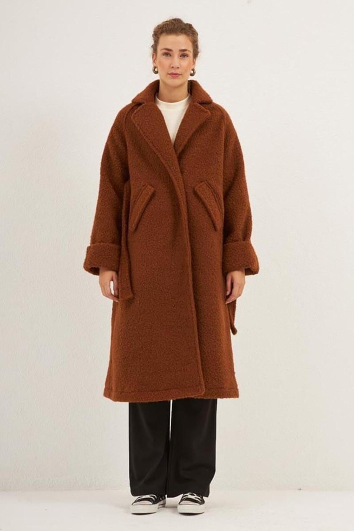 ALYOSHA FASHION Kırçıllı Kaban Taba