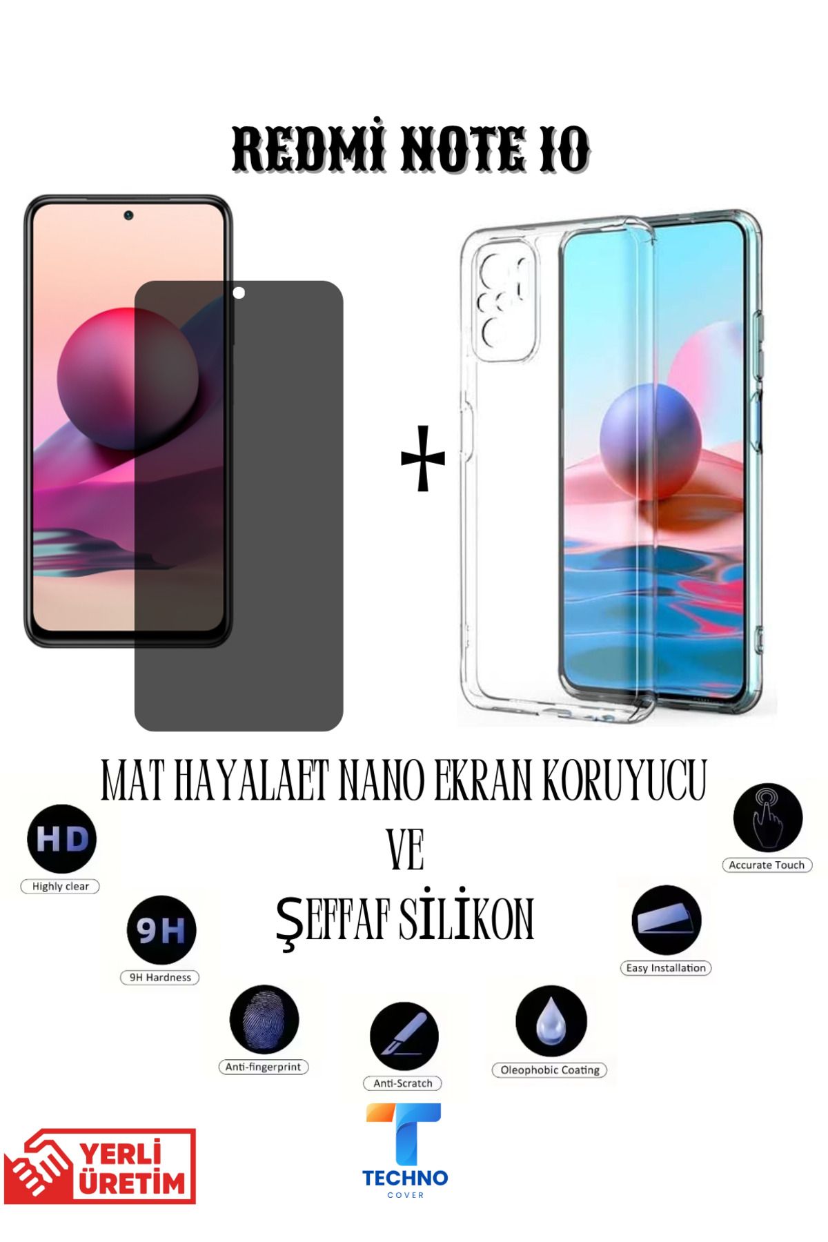foxpower Redmi Note 10 Mat Hayalet Nano Ekran Koruyucu Ve Şeffaf Kılıf 2li Avantajlı Paket