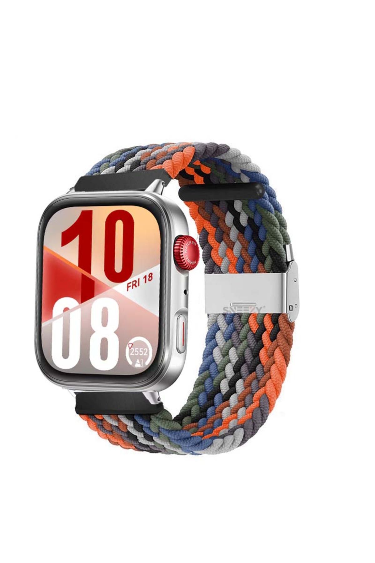 Sneezy Huawei Watch Fit 4 Fit 4 Pro İle Uyumlu Metal Klipsli Solo Fiberlink Yumuşak Kumaş Örgü Kordon