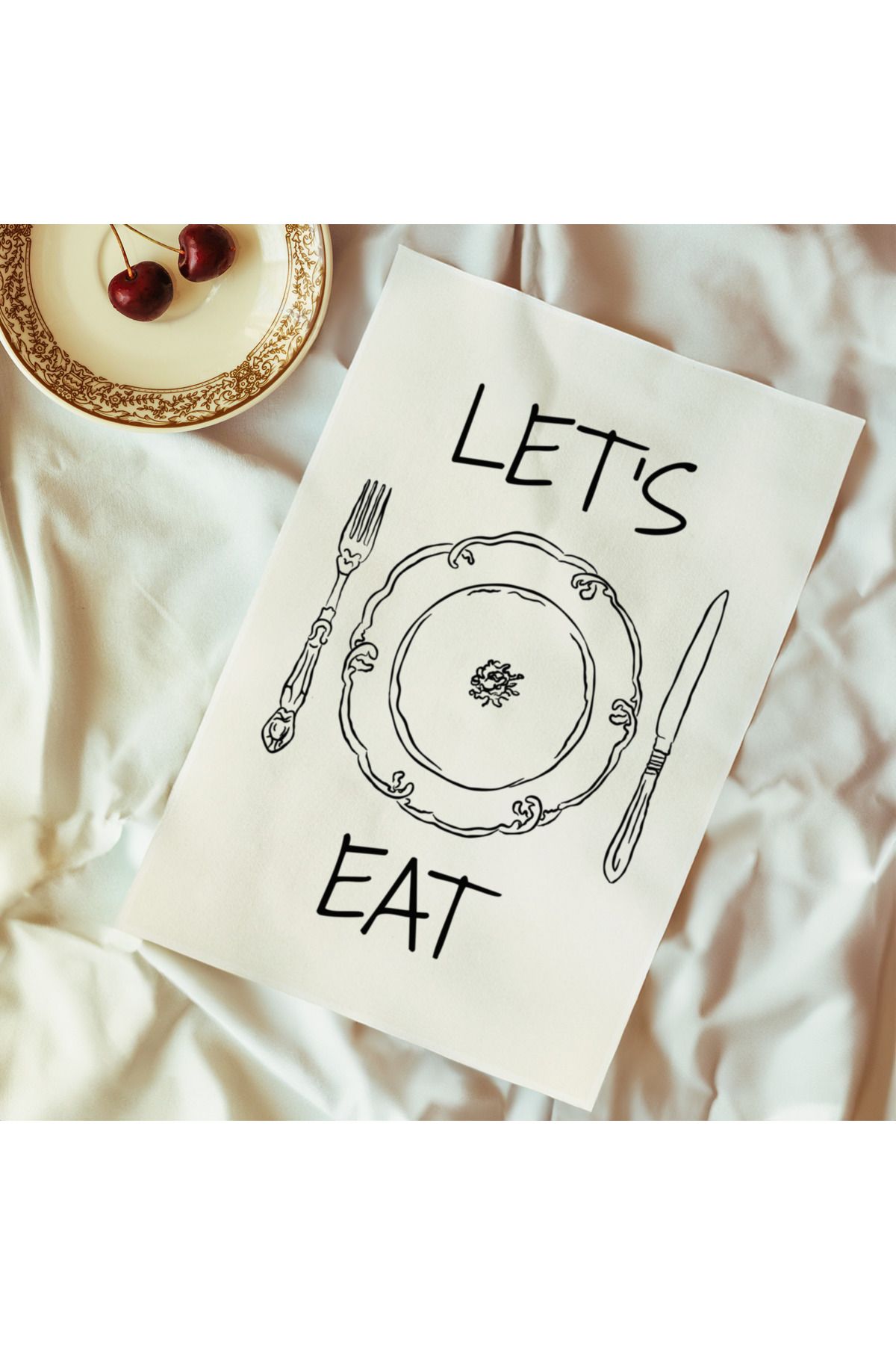 DES VU PRINT Let's Eat, Mutfak Temalı Çerçevesiz Poster
