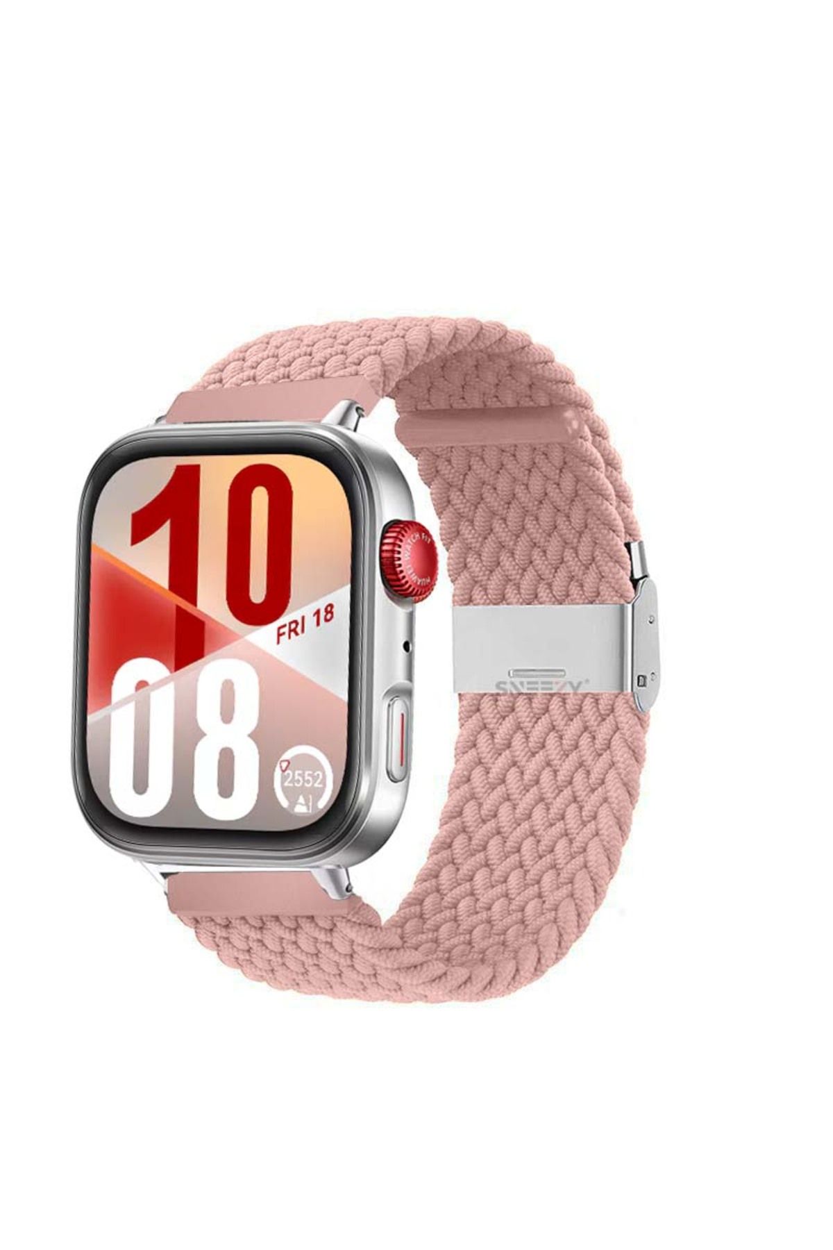 Sneezy Huawei Watch Fit 4 Fit 4 Pro İle Uyumlu Metal Klipsli Solo Fiberlink Yumuşak Kumaş Örgü Kordon