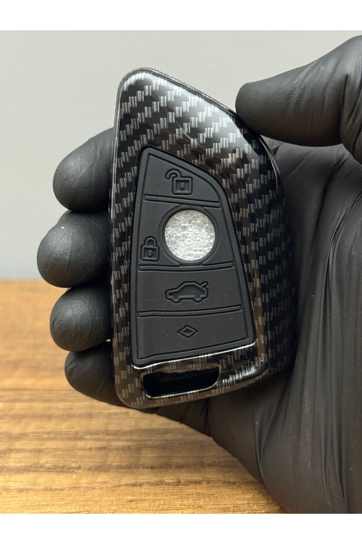 Luxe Aksesuarr BMW Fem - G kasa Modeli G20 G30 F10 F30 F11 F90 4 Düğmeli Karbon Fiber Anahtar Koruma Kaplama Kılıfı