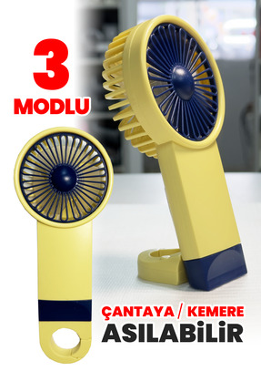 Aksesuarcı Şarjlı Mini El Fanı Standlı Çantaya Kemere Asılabilir, 3 Modlu Güç...