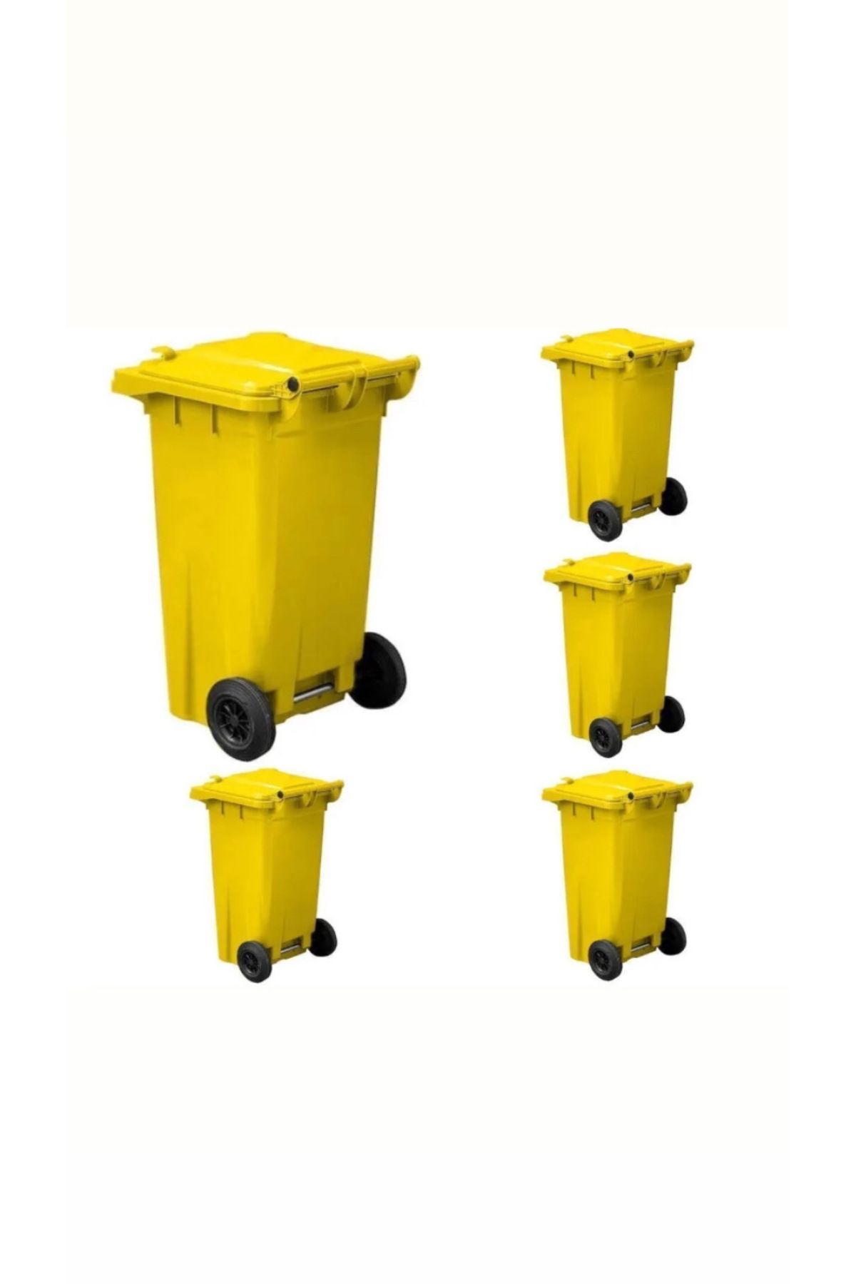 ELCY 120 LT 5 Adet Sarı Plastik Çöp Konteyneri Isıya Karşı Dayanıklı