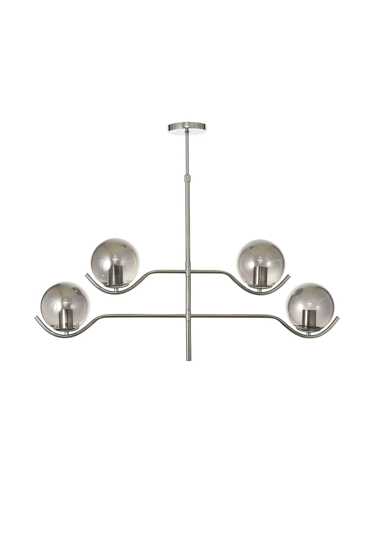 Avizemoda Ranya 4 lü Bal Camlı Salon Oturma Odası Modern Kollu Avize - (Krom Kaplama)