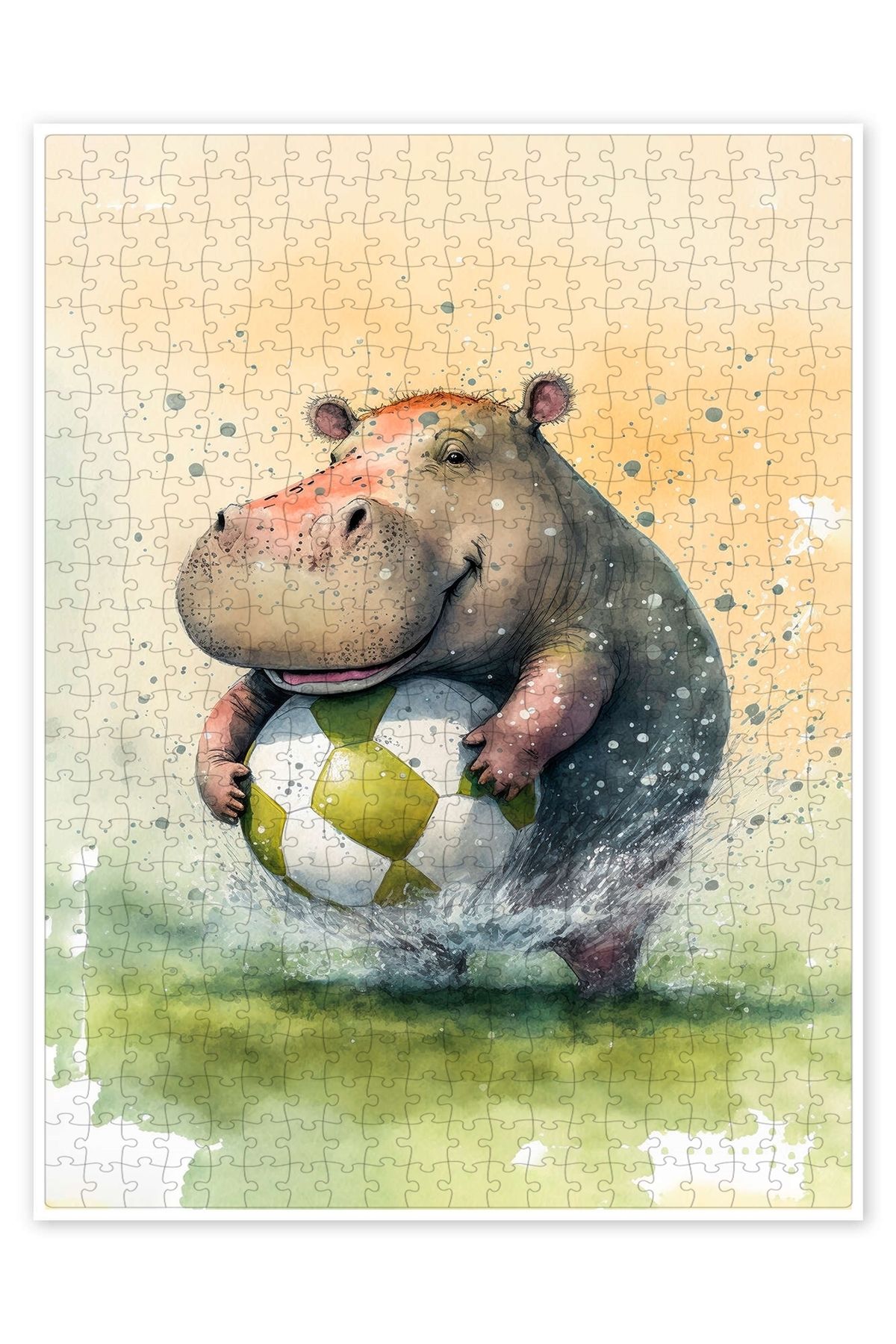 Jeronkarji Sevimli Futbolcu Su Aygırı 500 Parça Puzzle Yapboz Çocuklar için Neşeli Hayvan Temalı