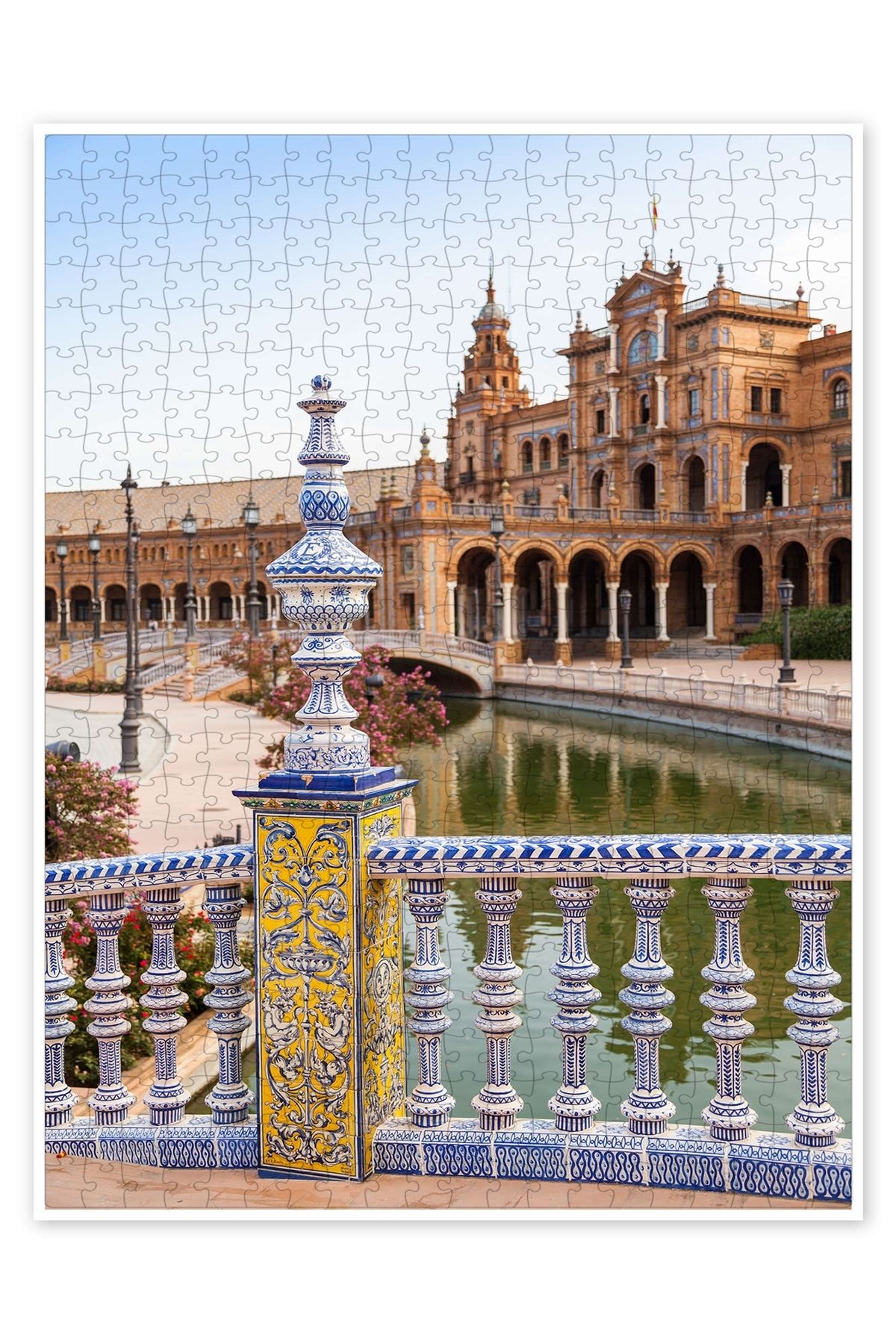 Jeronkarji Sevilla'daki Placa de Espana 500 Parça Puzzle Yapboz Şehir Manzara Temalı Hobilik