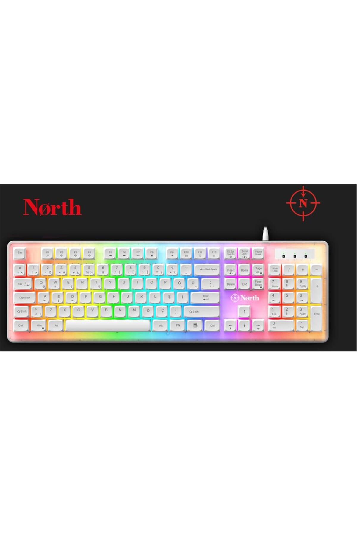 Vobotek Teknoloji North Paladin Mekanik Hisli Türkçe RGB Beyaz Premium Gaming Klavye