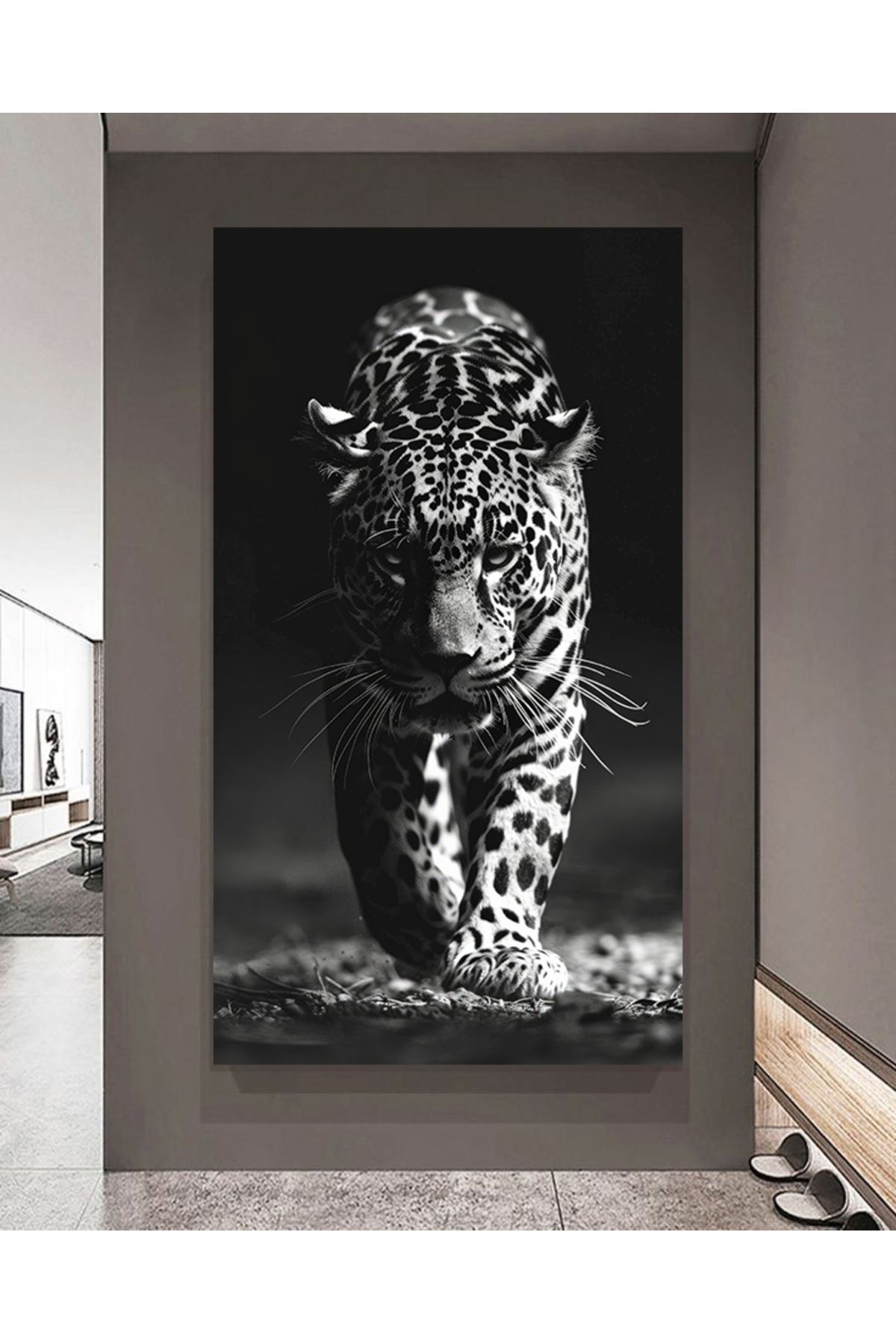 ESLEM SİYAH BEYAZ LEOPAR TABLO