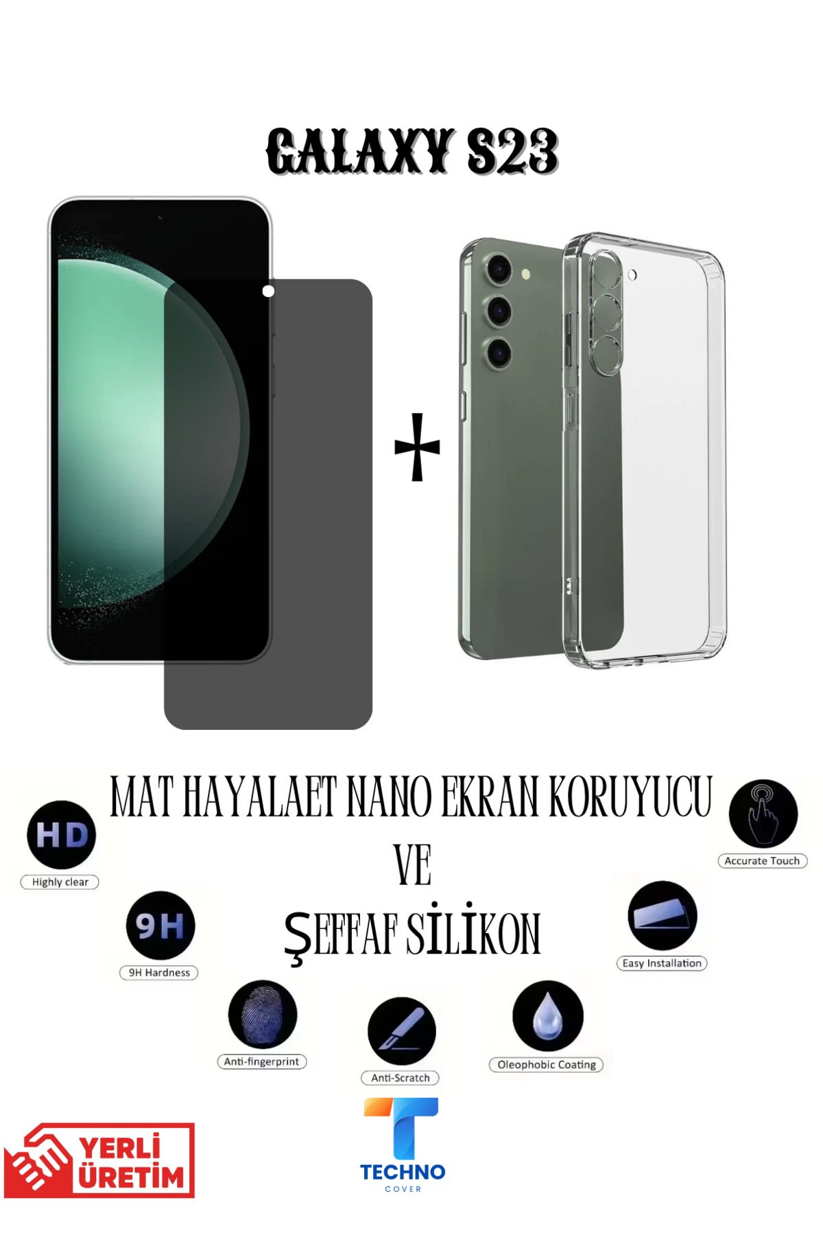 foxpower Samsung S23 Mat Hayalet Nano Ekran Koruyucu Ve Şeffaf Kılıf 2li Avantajlı Paket