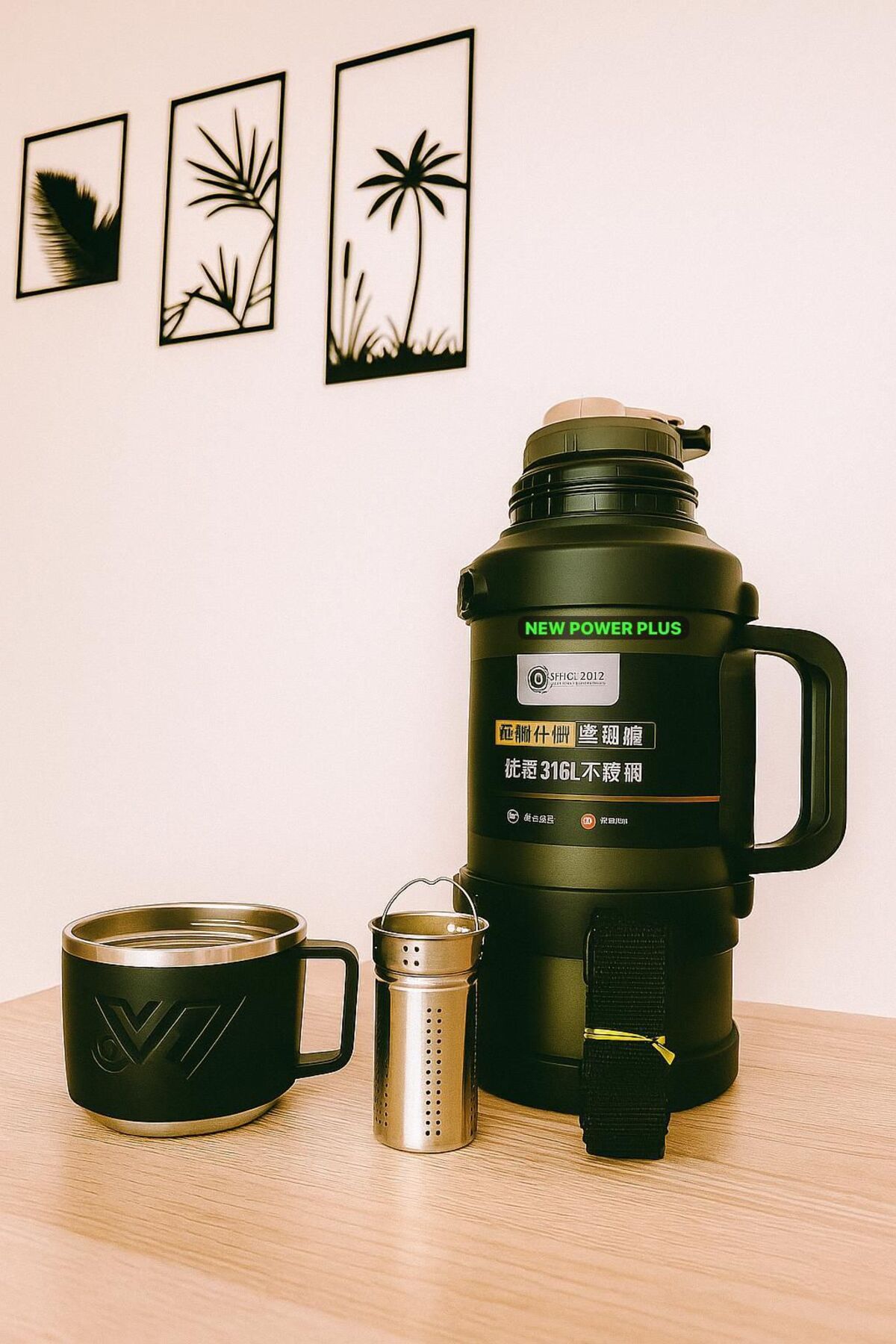new power plus New Sızdırmaz Çelik Termos 3.2 Litre-Bardak ve Çay Keyfi filtresi Hediyeli Kamp ve Piknik Termosu