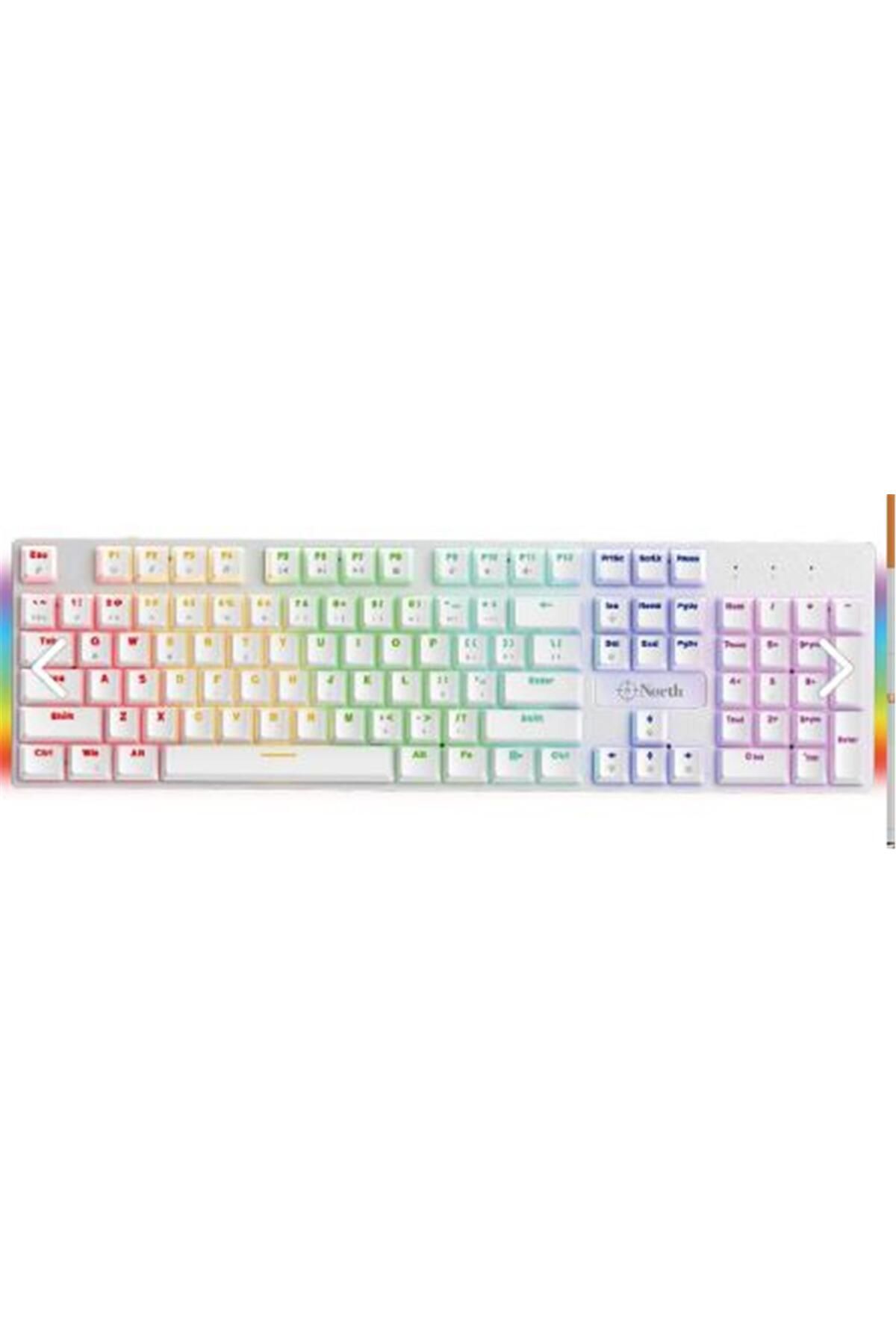 Vobotek Teknoloji North Shield White Red Switch Türkçe Q RGB Beyaz Mekanik Gaming Klavye