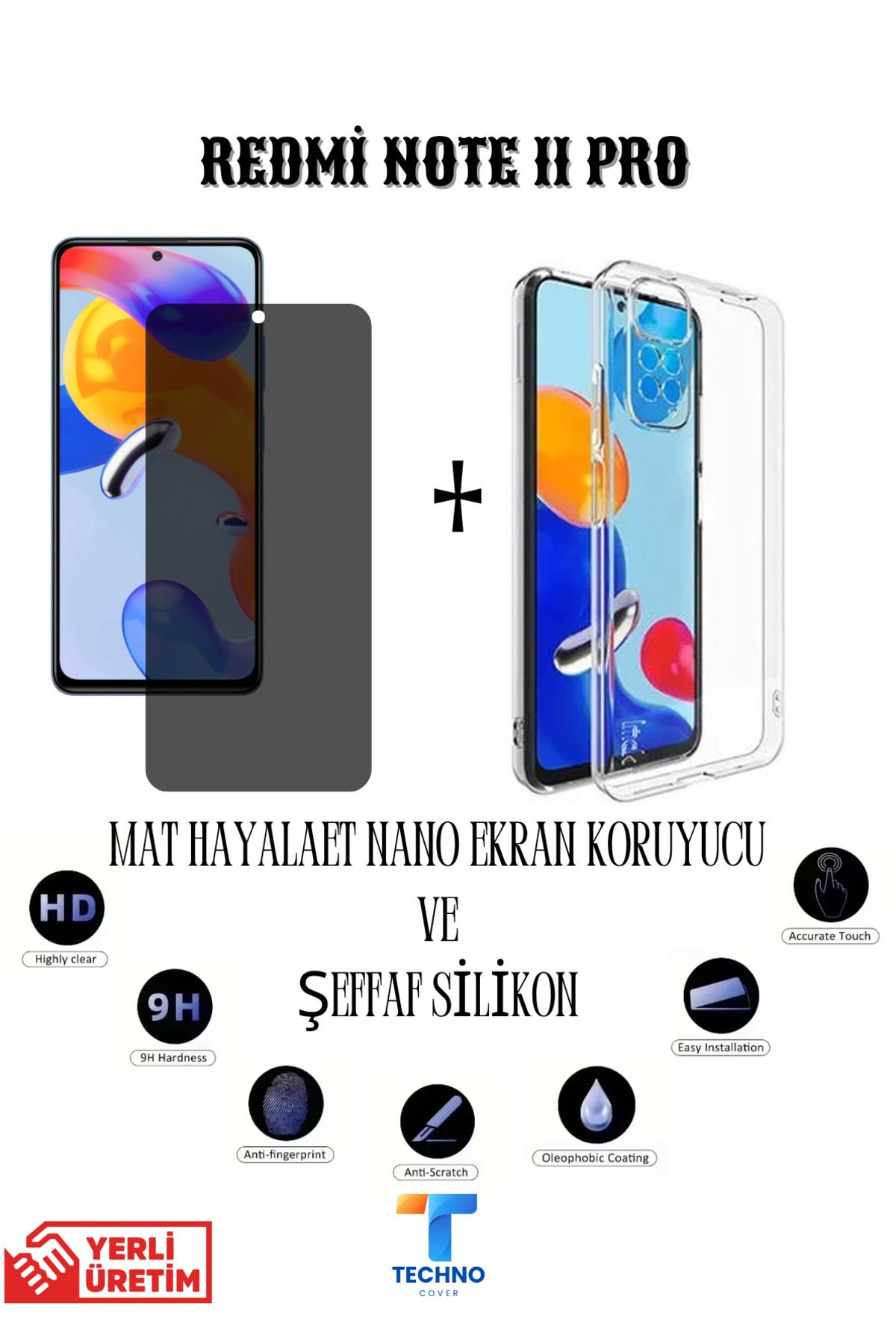 foxpower Redmi Note 11 Pro Mat Hayalet Nano Ekran Koruyucu Ve Şeffaf Kılıf 2li Avantajlı Paket