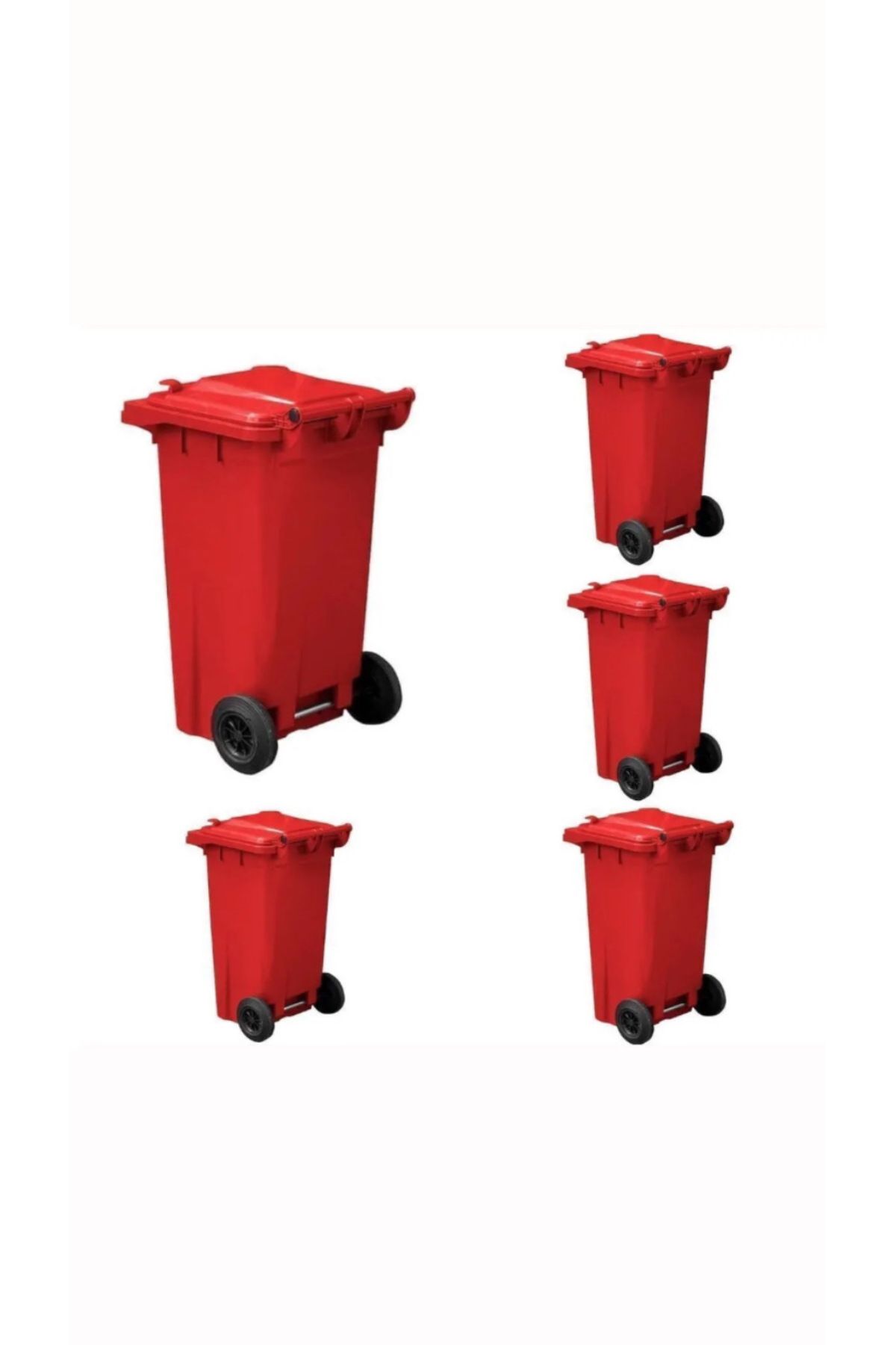 ELCY 120 LT Kırmızı 5 Adet Plastk Çöp Konteyneri Isıya Karşı Dayanıklı