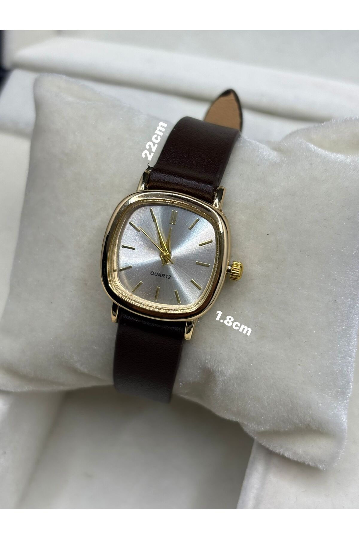 Brality Vintage Tasarım Kadın Kol Saati – Koyu Kahve Hakiki Deri Kordonlu Quartz Mekanizma 0021