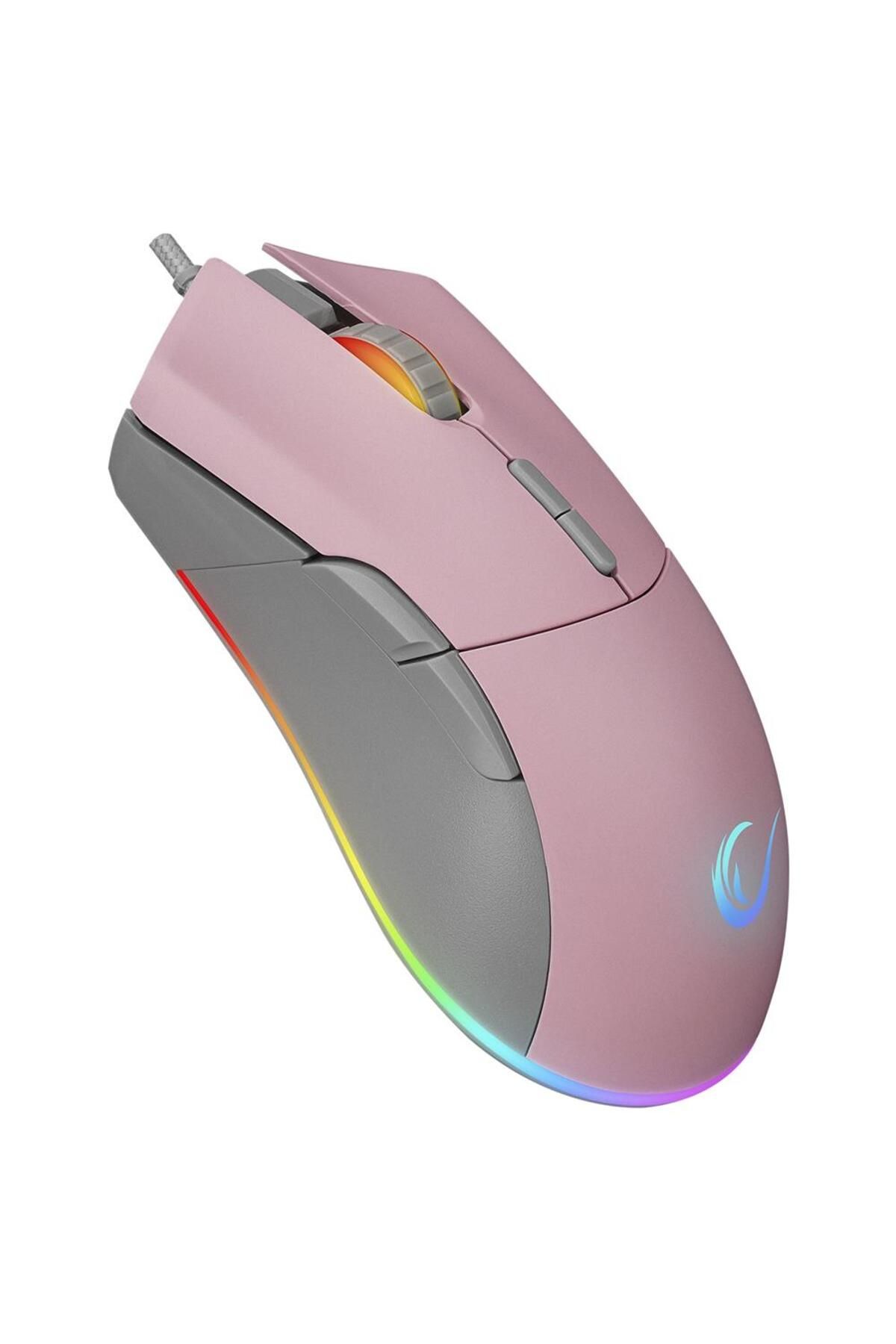 Vobotek Teknoloji Rampage SMX-R21 COMPACT Usb Pembe-Gri RGB Işıklı+Macro 7200dpi - 1000hz Gaming Oyuncu Mouse