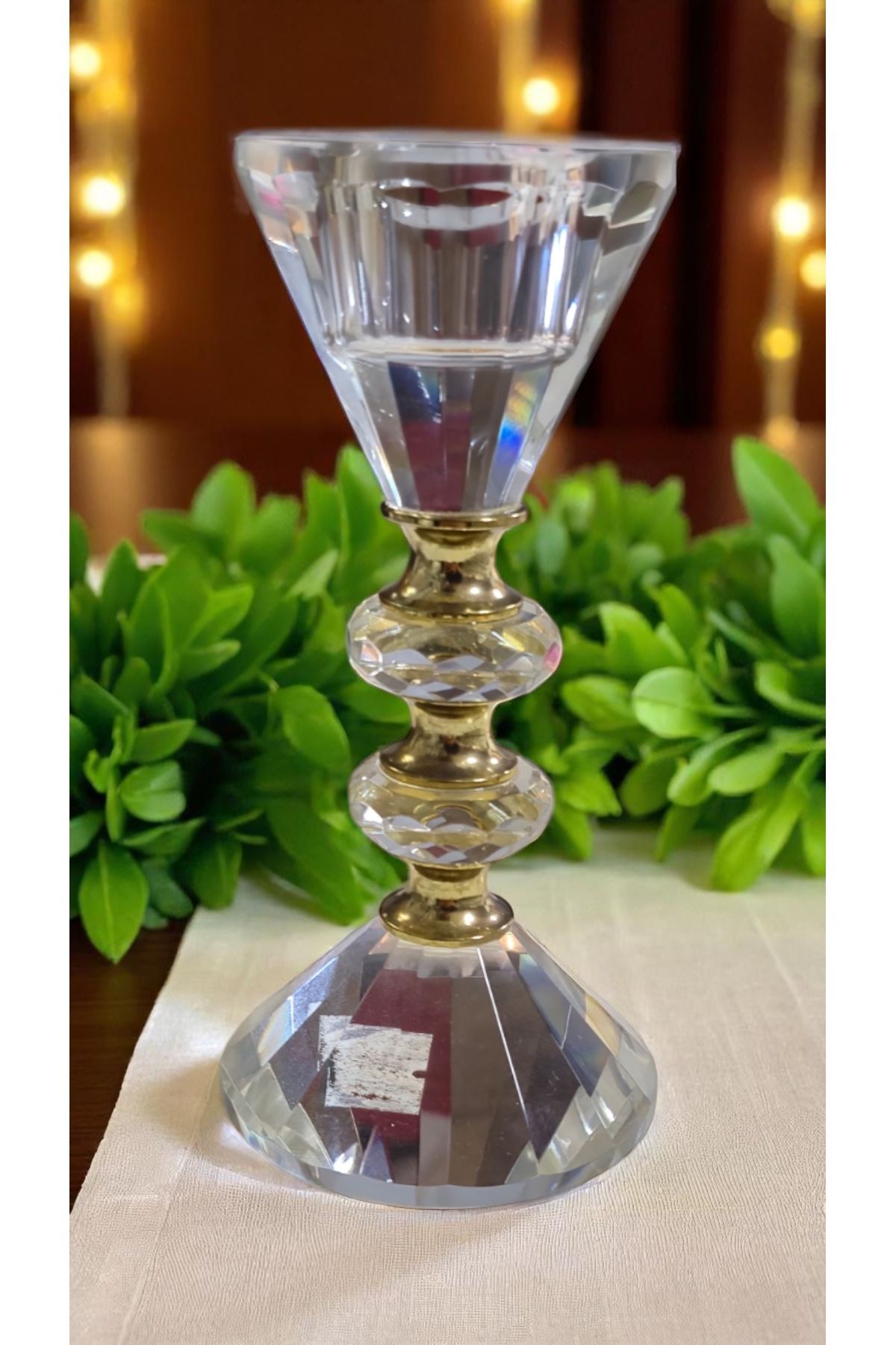 Land of Souvenir Kristal Cam Şamdan Mumluk Dekoratif Obje ve Biblo