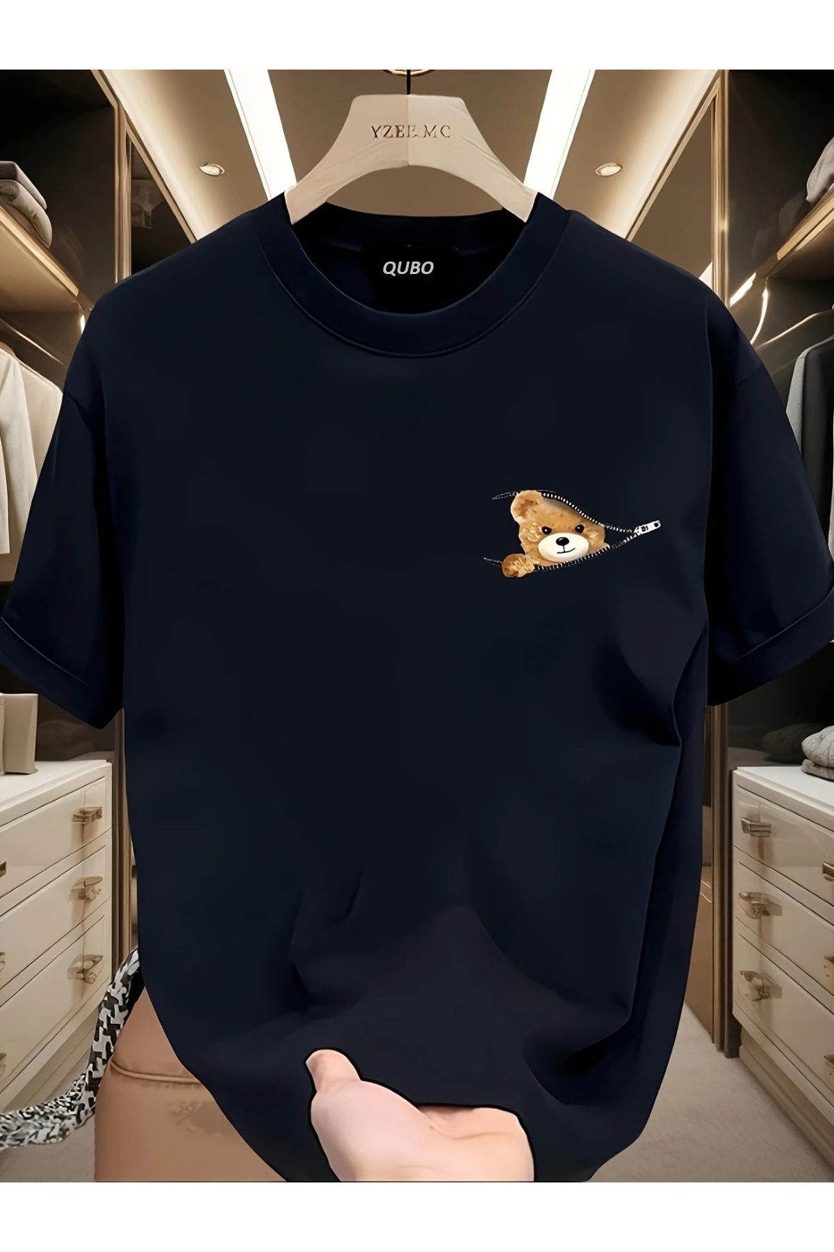 qubo sportswear & company qubo Unisex Oversize Baskılı Pamuklu Bisiklet Yaka Kısa Kollu SİYAH T-shirt