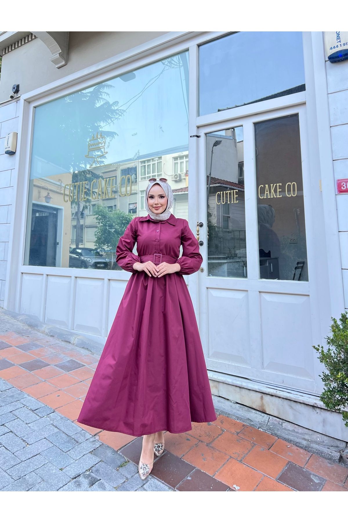 RİELLA Gömlek Yakalı Tesettür Elbise
