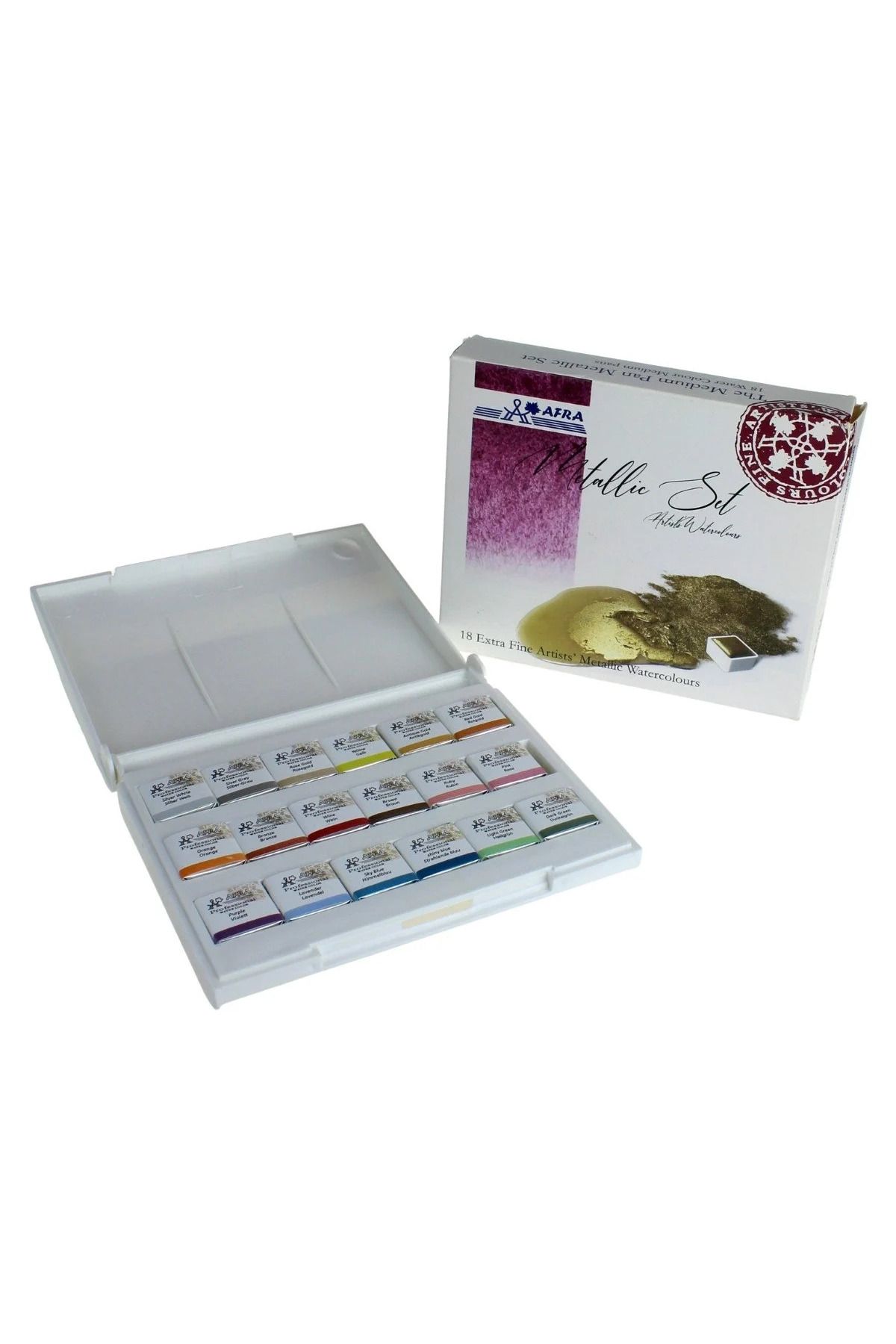 Afra Artists Water Colours Sulu Boya Tam Tablet Seti 18li Metalik Renkler