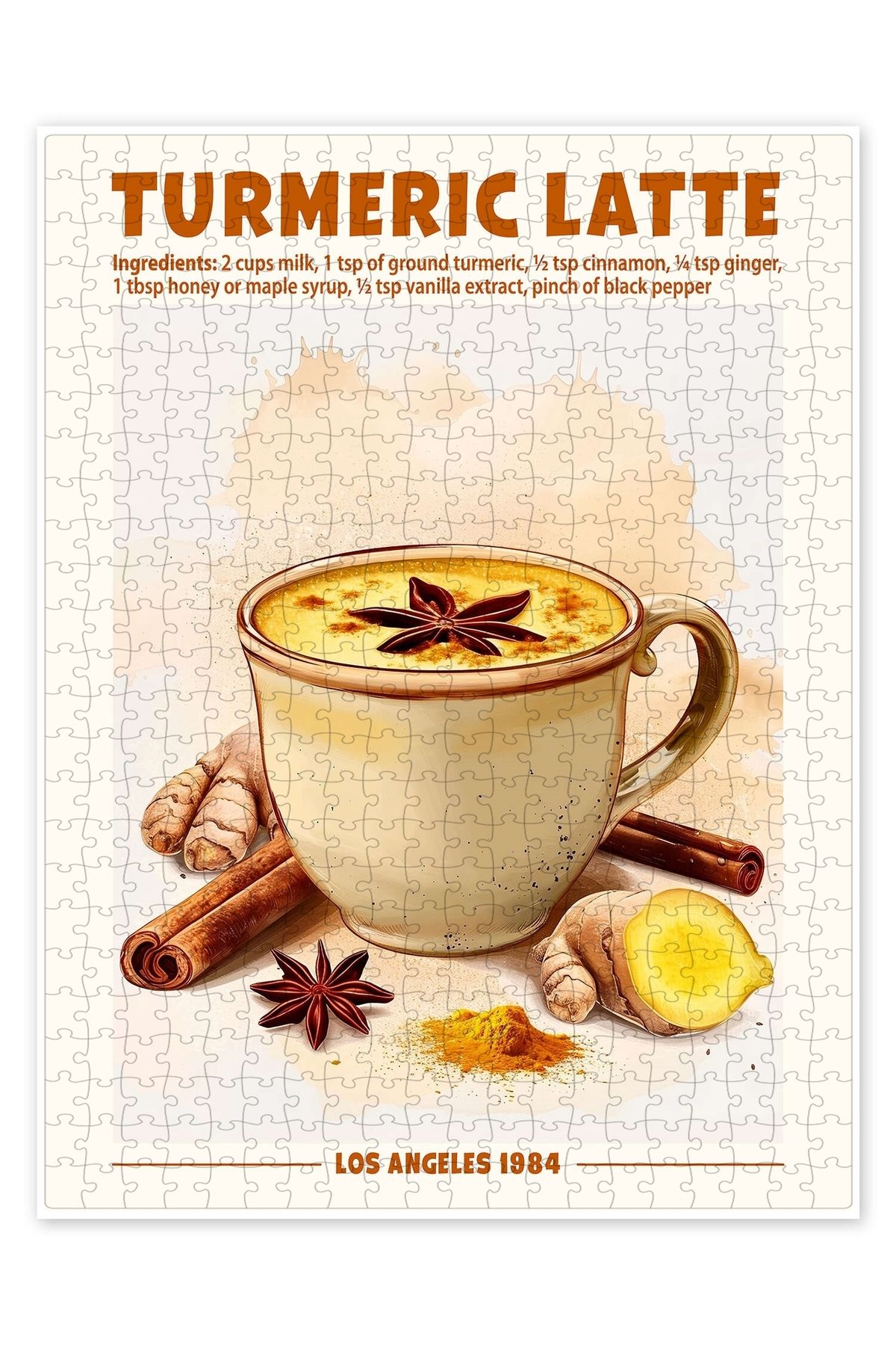 Jeronkarji Zerdeçal Latte, Los Angeles 1984 500 Parça Puzzle Yapboz Mutfak Temalı Yetişkinler için