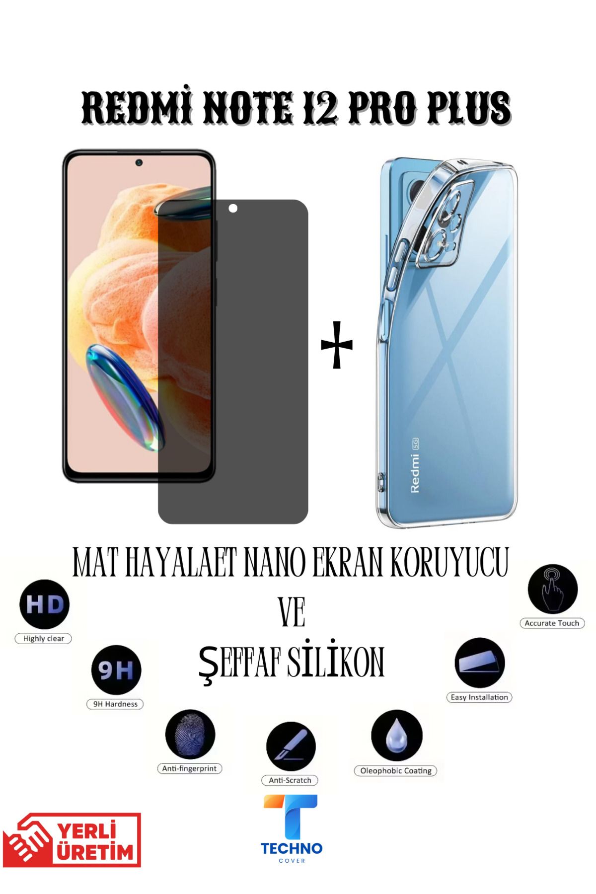 foxpower Redmi Note 12 Pro Plus Mat Hayalet Nano Ekran Koruyucu Ve Şeffaf Kılıf 2li Avantajlı Paket