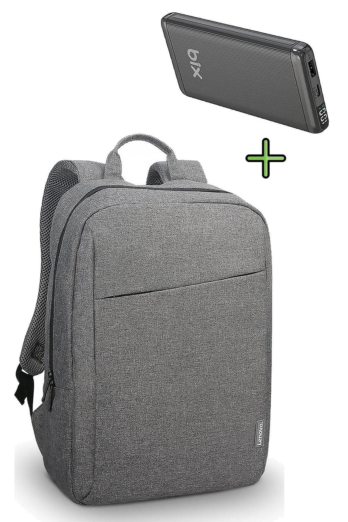 LENOVO Sırt Çantası 15.6 Inç B210 Laptop Çantası, Dijital Göstergeli Hızlı Şarjlı Powerbank 22.5W QC 3.0