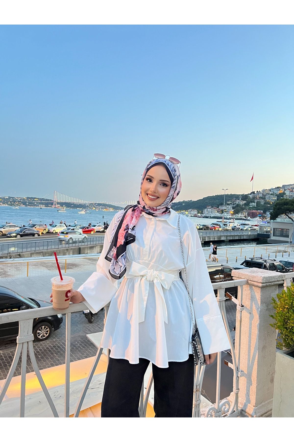 RİELLA Kuşaklı Uzun Tesettür Gömlek