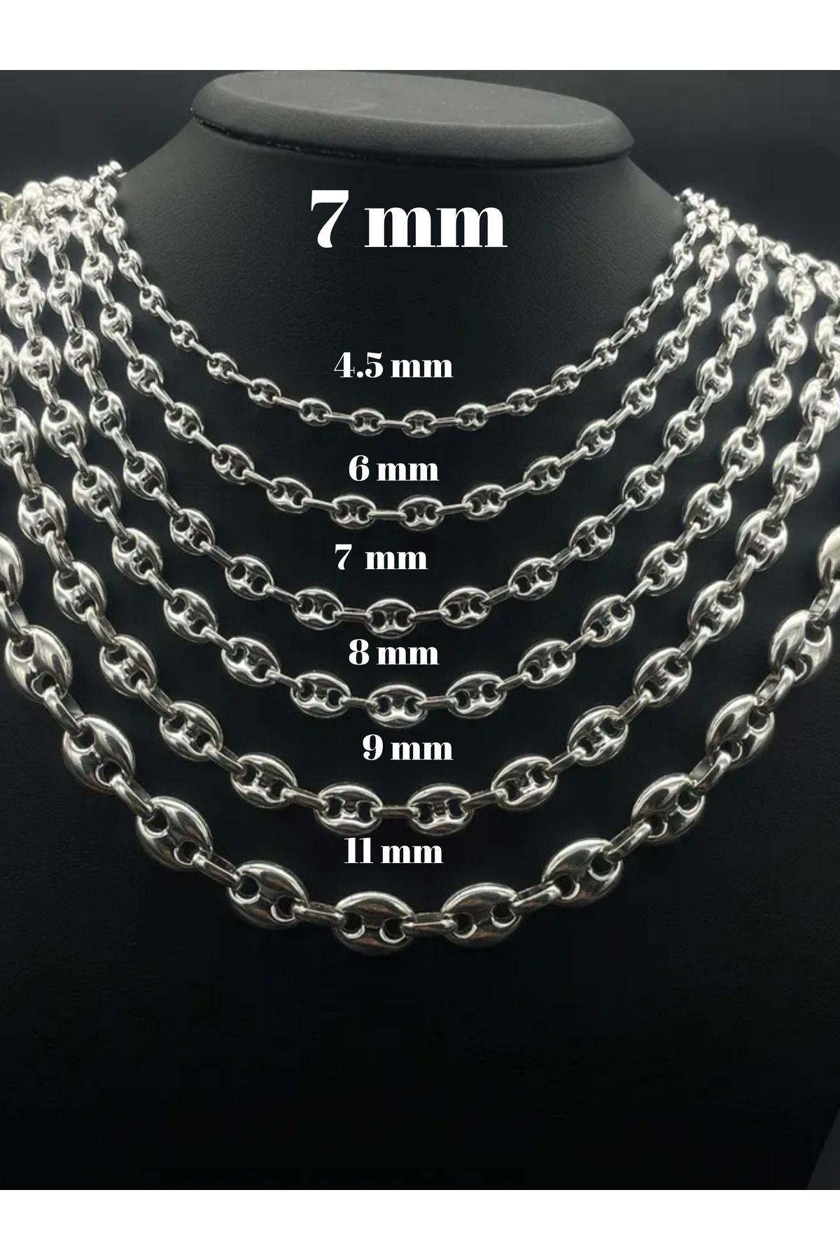 Parlak Gümüş Gümüş Denizci Zinciri - 6 mm Gümüş Zincir Kolye