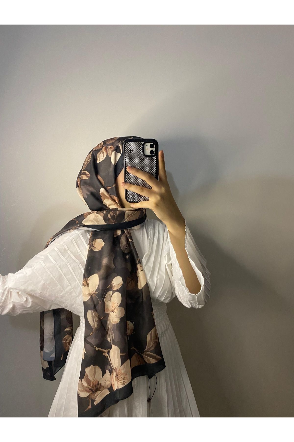 ASENA Kahverengi Çiçekli şal