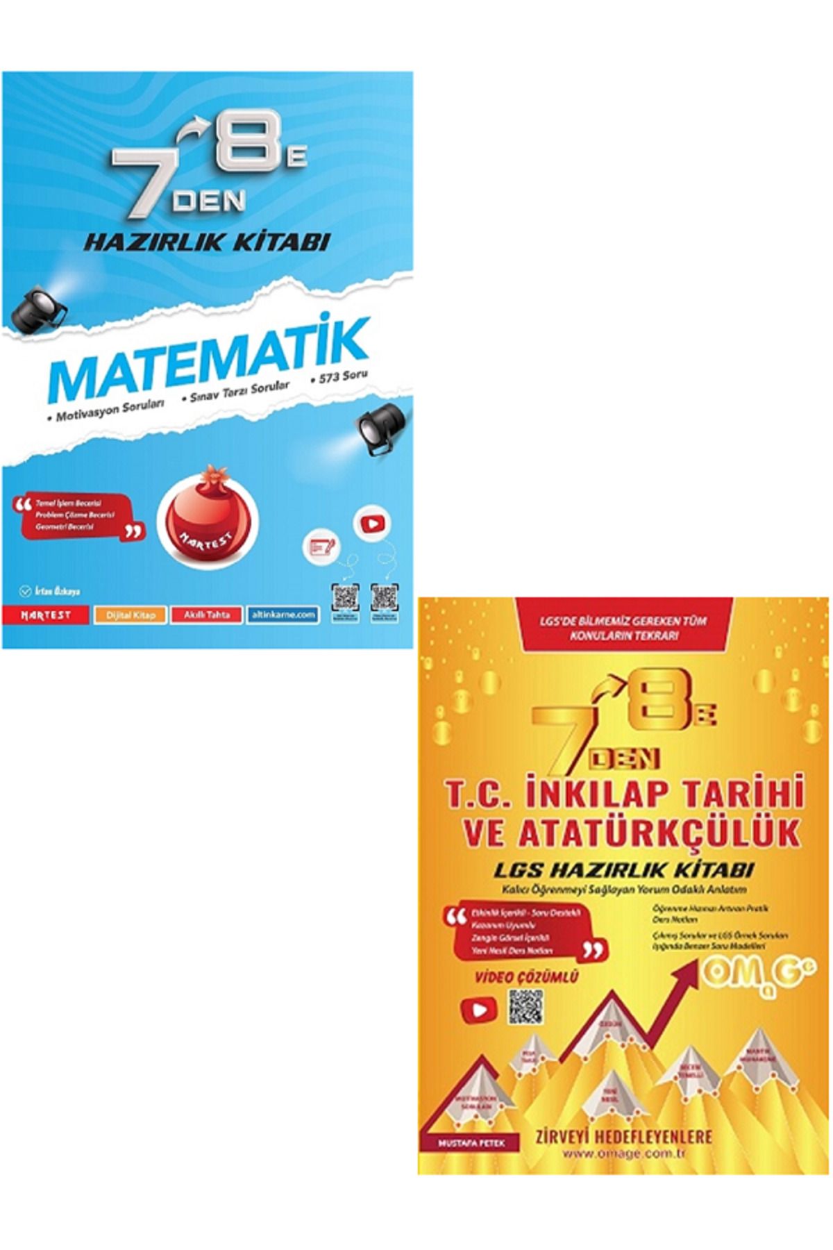 Efsane Yayınları Nartest 7'den 8'e MATEMATİK Hazırlık Kitabı + Nartest Omega 7'den 8'e İNKILAP TARİHİ Hazılık Kitabı