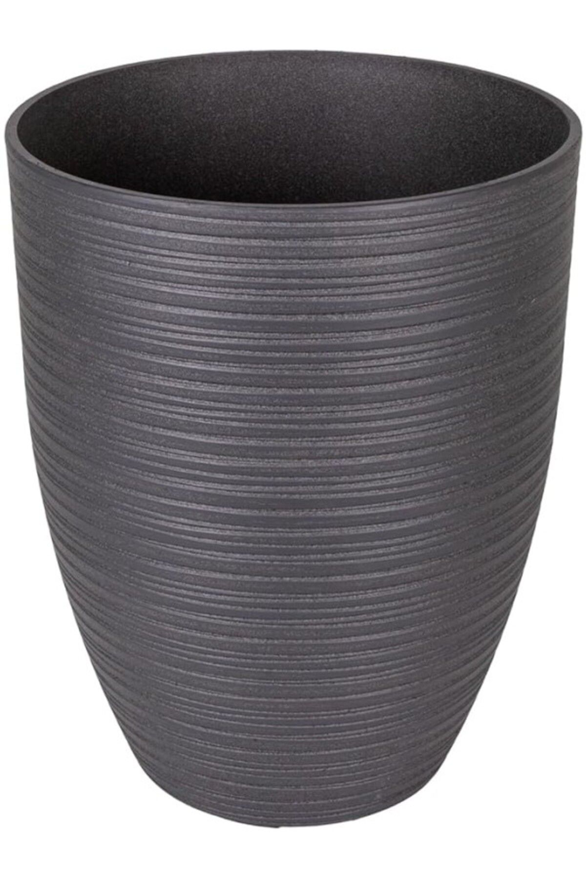 ShopZum Herdekora Oval İç Ve Dış Mekan Saksı Antrasit Gri Küçük Boy 28X28X34,5 Cm.