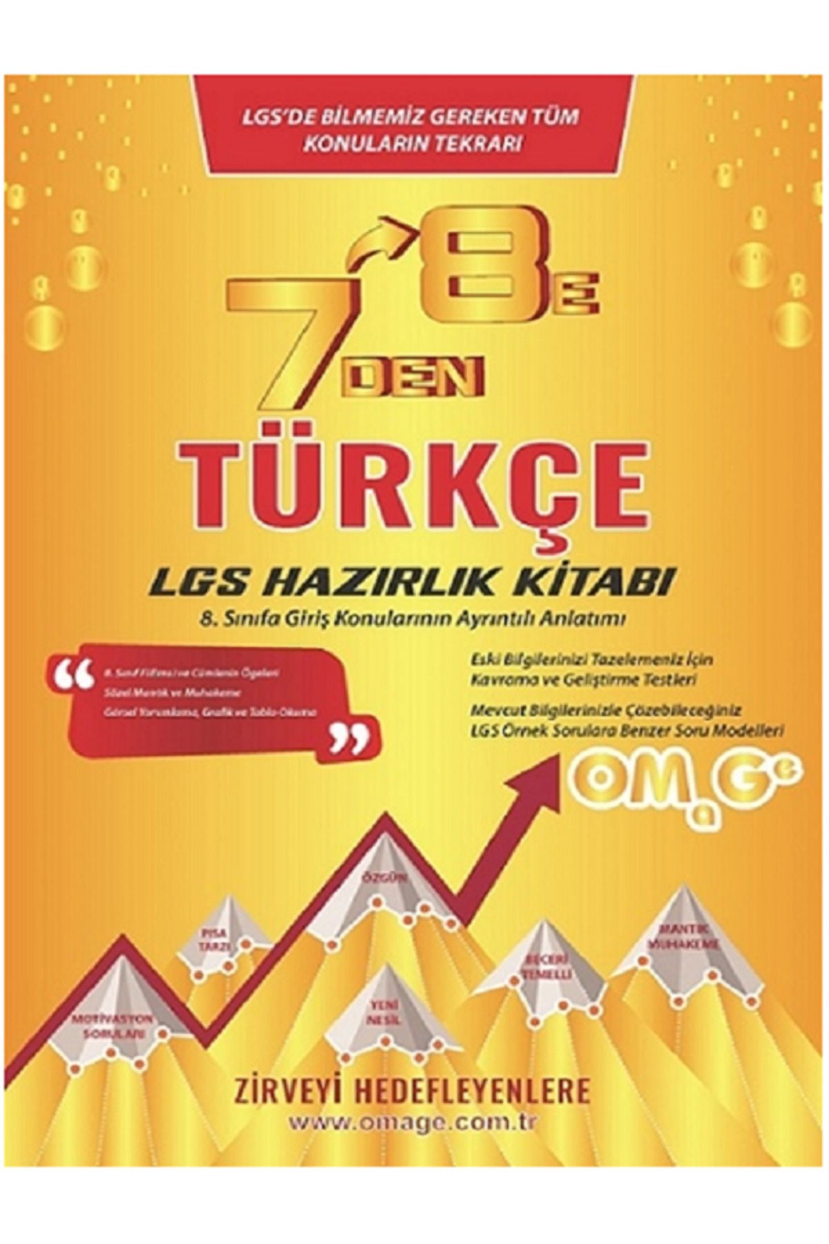 Efsane Yayınları Nartest Omega 7'den 8'e TÜRKÇE Hazırlık Kitabı / Sınavda Bilmeniz Gereken Tüm Konuların Tekrarı