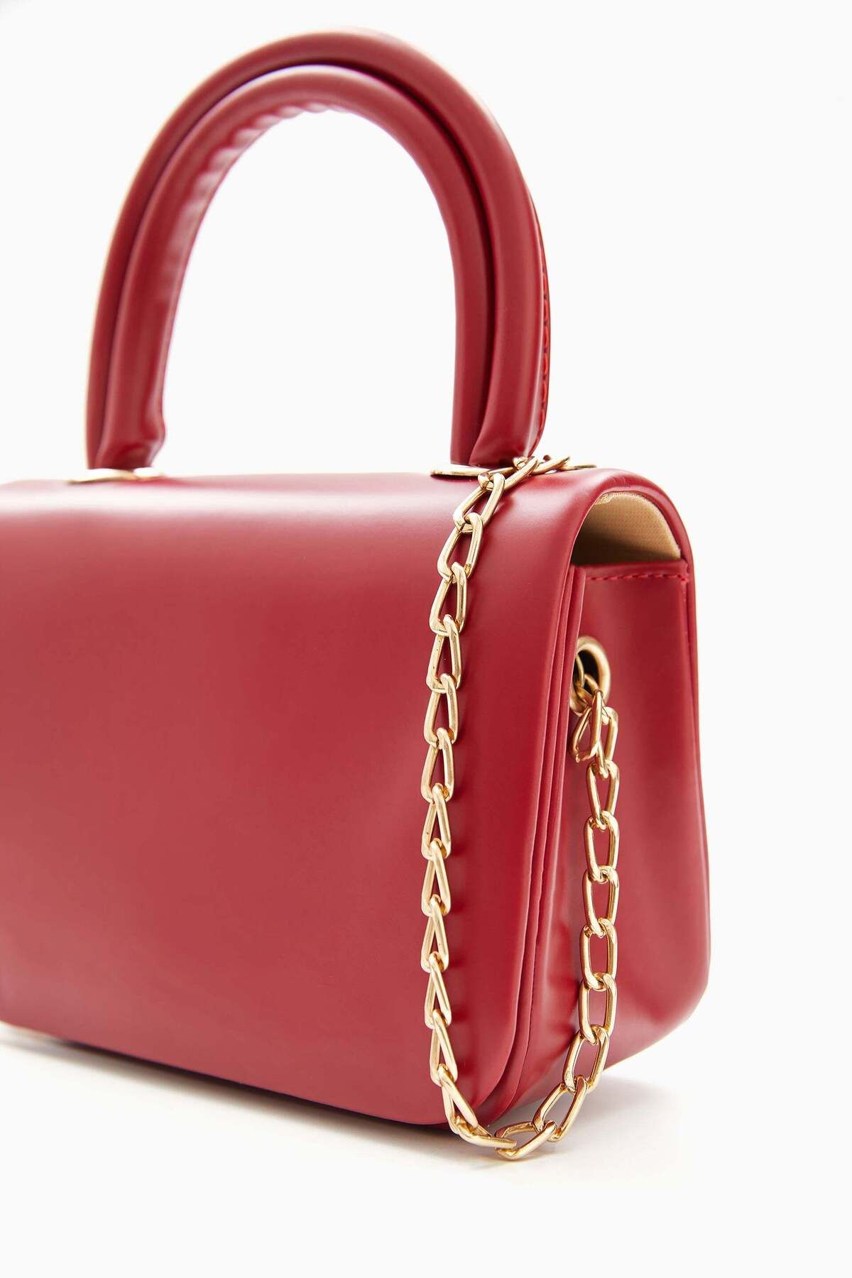 wecre8-Red Mini Top Handle Bag with Chain Strap 4