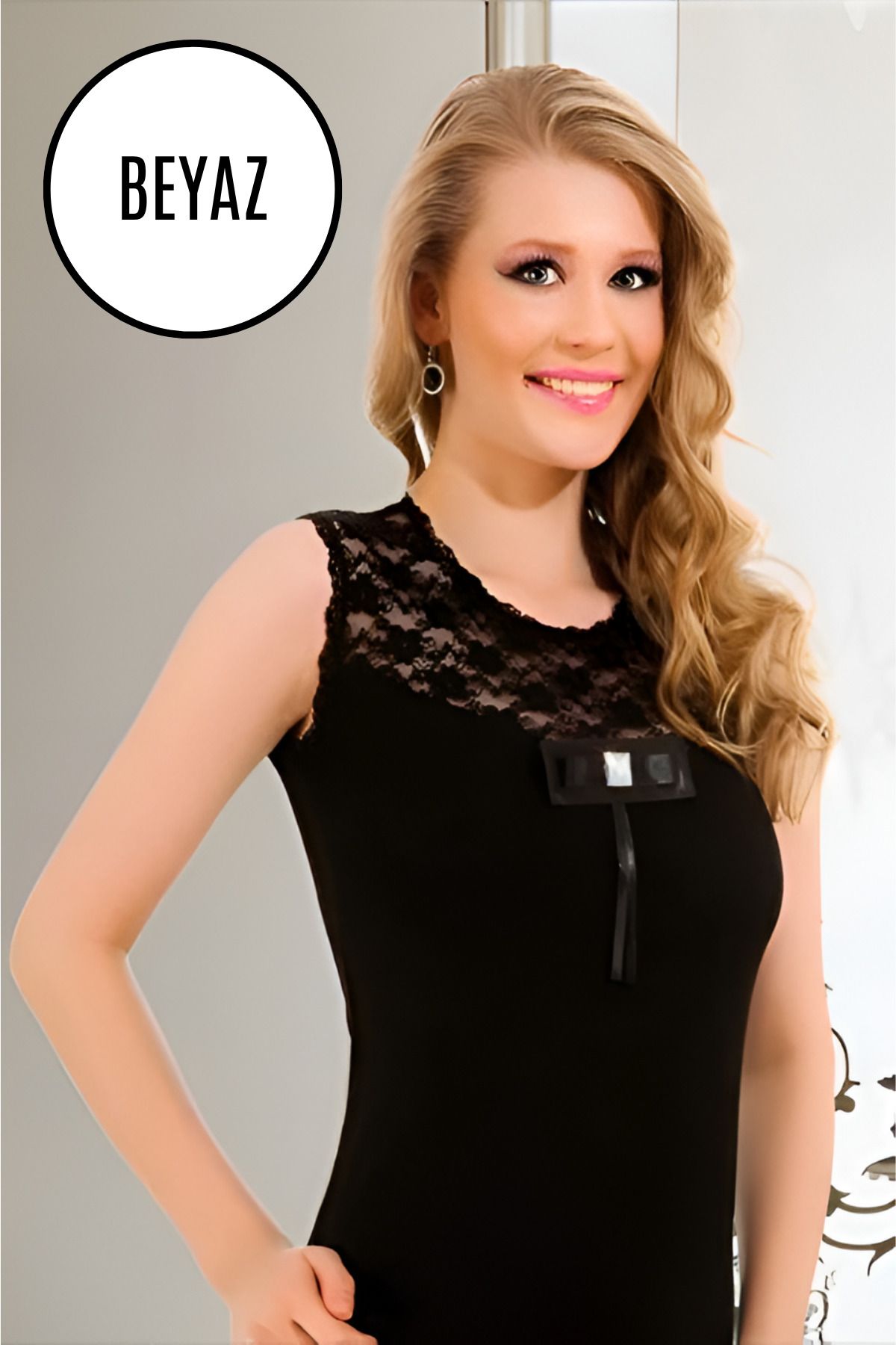 Altınay Kadın Sıfır Kol Dantelli Atlet - %90 Pamuk (Lilitime)