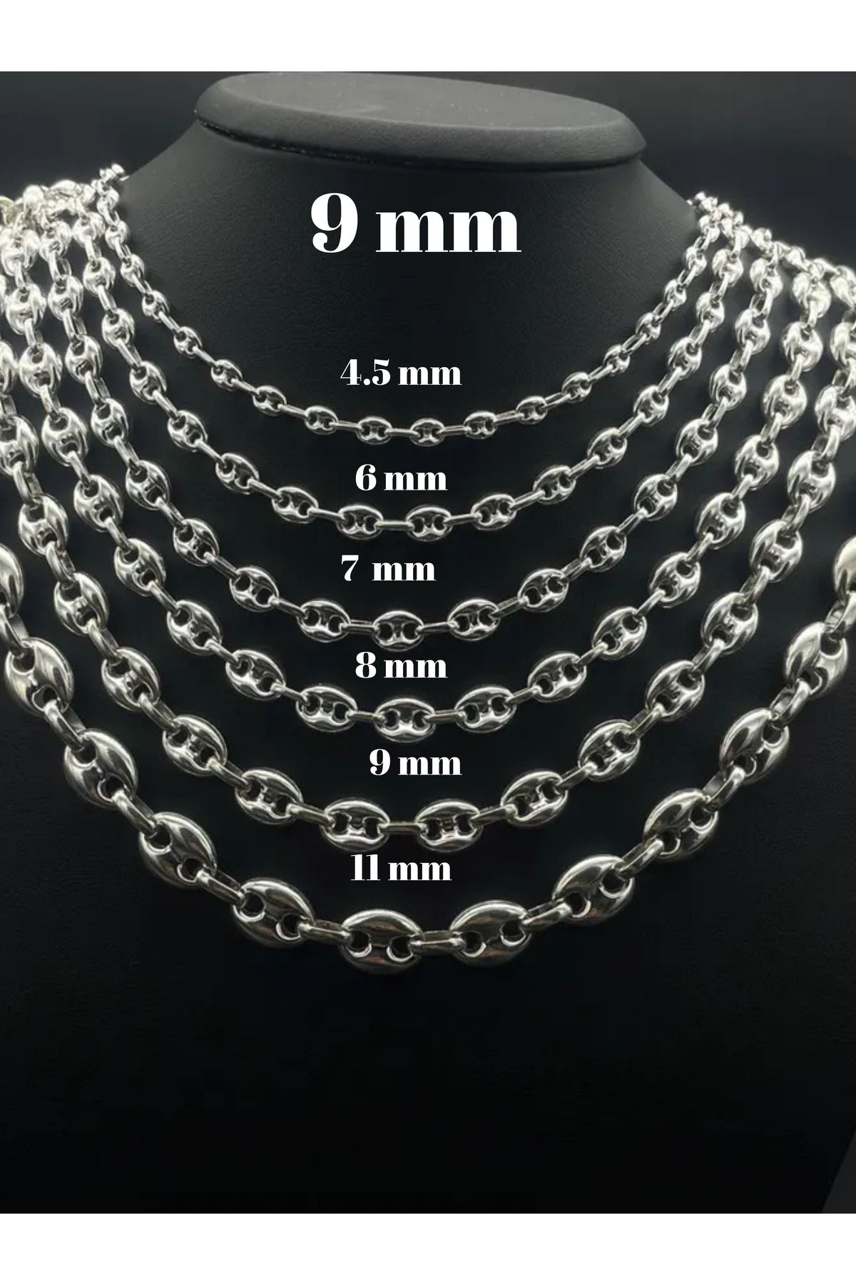 Parlak Gümüş Gümüş Denizci Zinciri - 6 mm Gümüş Zincir Kolye