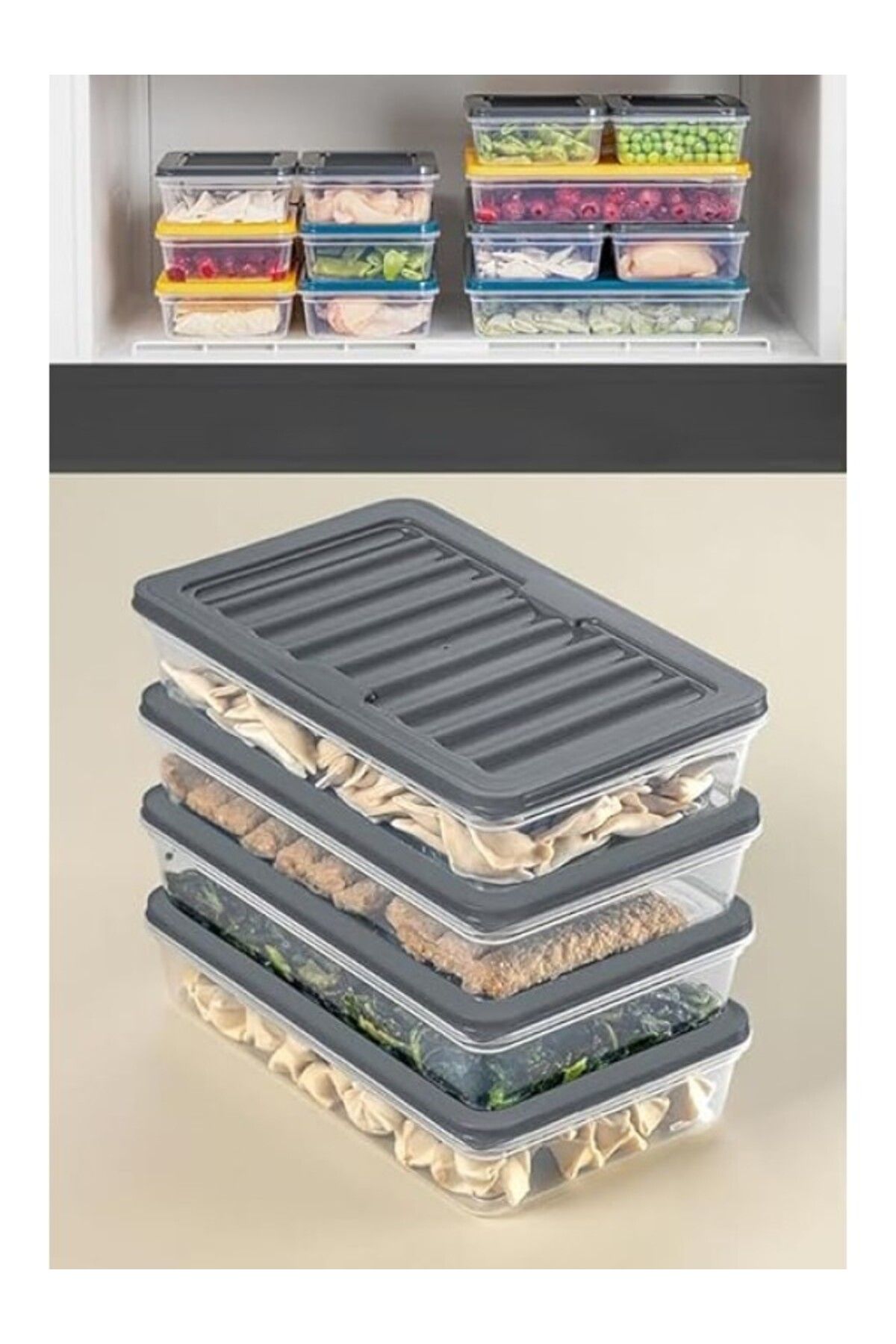 ShopZum Orret Home 4 Adet Buzdolabı Organizeri, Buzdolabı İçin Çok Amaçlı Saklama Kabı, Fresh Box, Şeffaf V