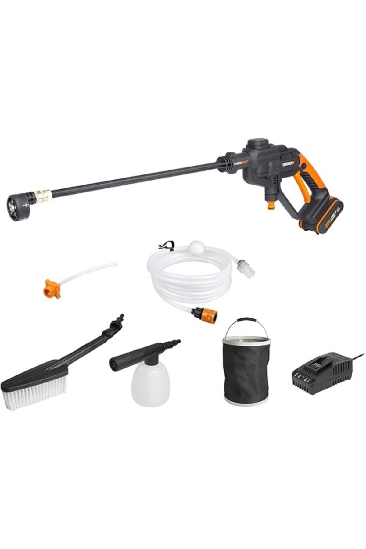 ShopZum Worx Wg620E.2 20Volt 2.0Ah. Li-Ion 24 Bar Basınçlı Yıkama Tabancası + 4 Parça Yıkama Seti
