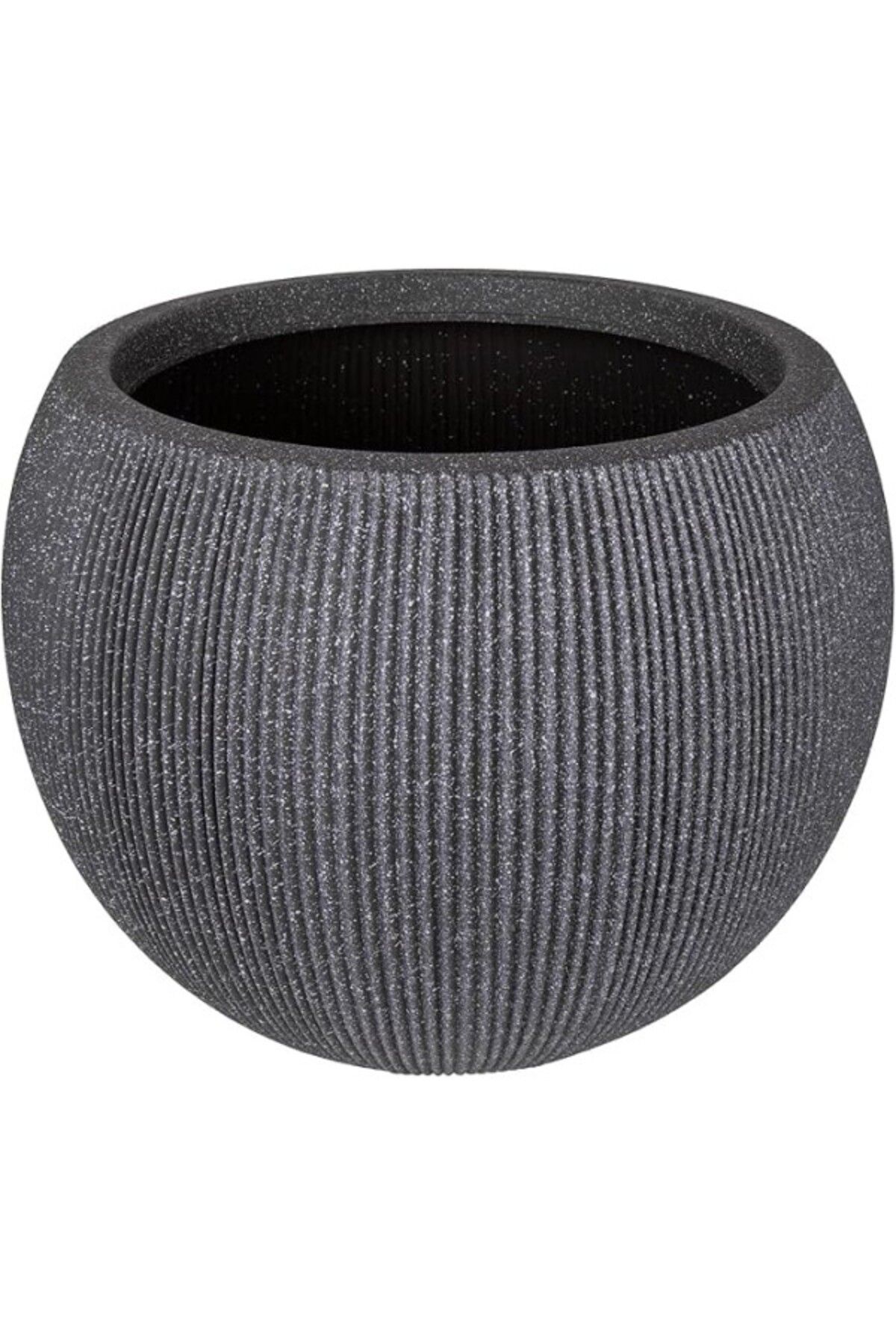 ShopZum Herdekora Oval İç Ve Dış Mekan Saksı Büyük Boy Koyu Antrasit 53X53X41 Cm.
