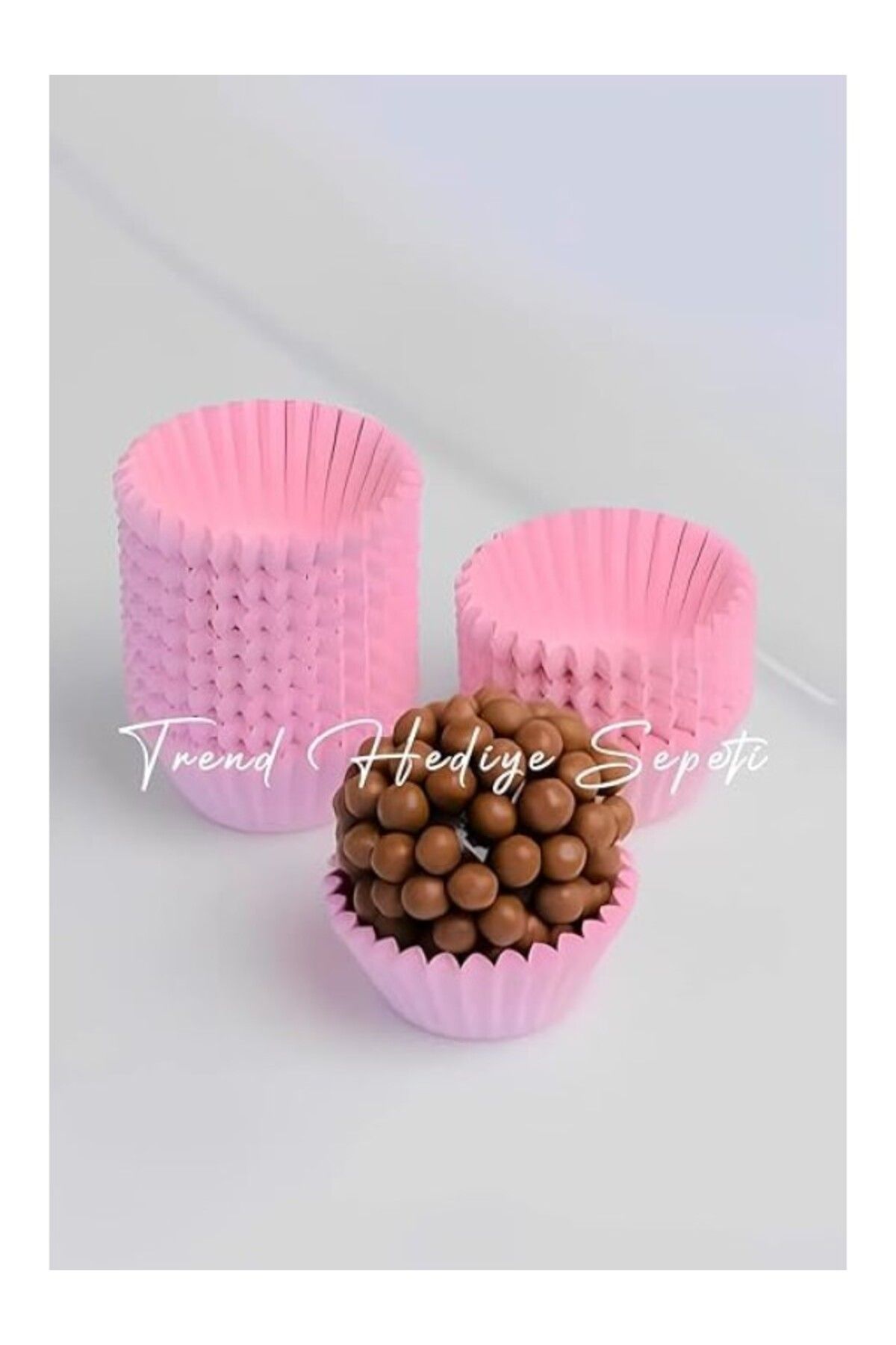 ShopZum Takribi 200 Adet Mini Boy Pembe Truff Çikolata Kağıdı, Lokum Kağıdı, Muffin Kek Kalıbı 30X20 Mm