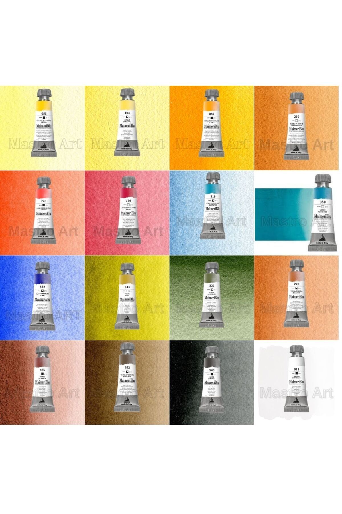 Maimeri Blu Tüp Sulu Boya 12 ml Botanical Art Paketi 16'lı Özel Set