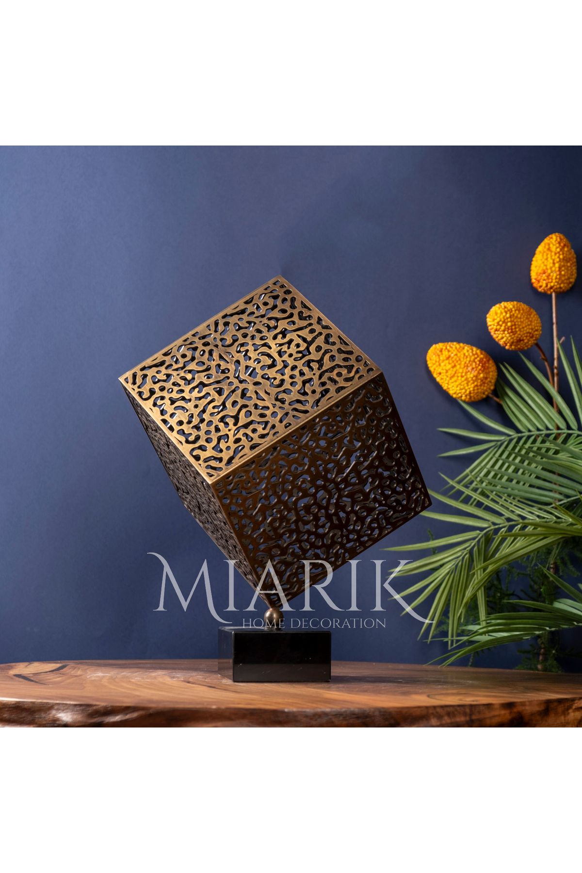 MIARIK DESIGN & DEKORASYON Dekoratif Kübik Lazer Küp Eskitme Altı Tekli Dekoratif Obje