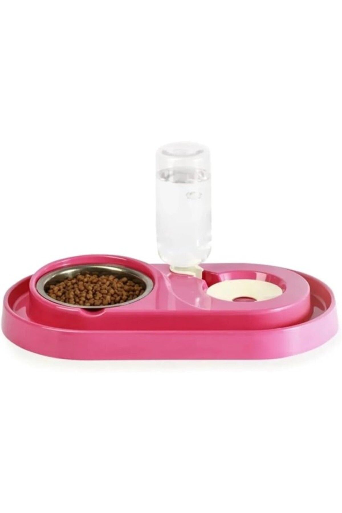 ShopZum Tineke Hazneli Çelik Taslı Kedi-köpek Mama Ve Su Kabı Seti 500ml (MOR)