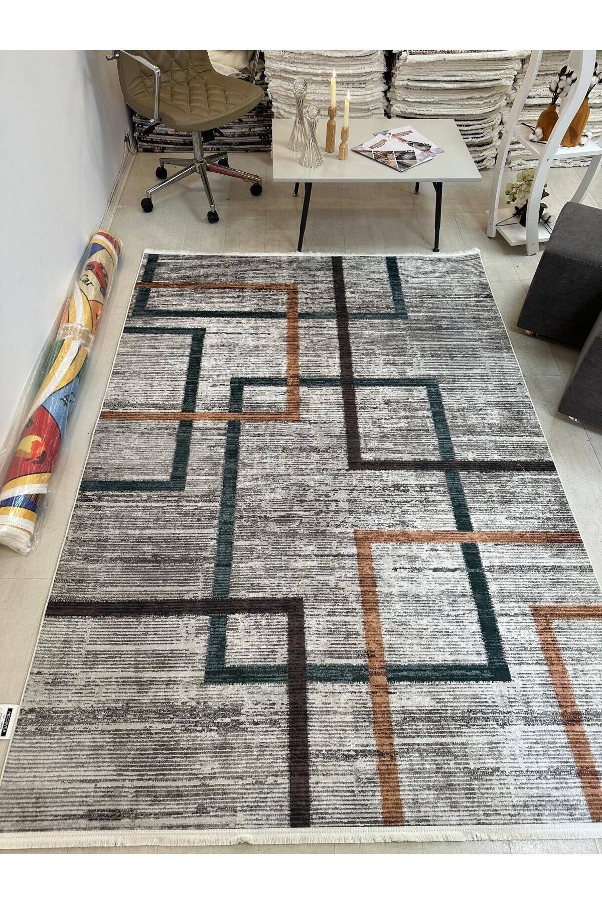 Home Dijital Baskılı Halı Modern Desen Kaymaz Taban Makinede Yıkanabilir Salon Mutfak Halısı