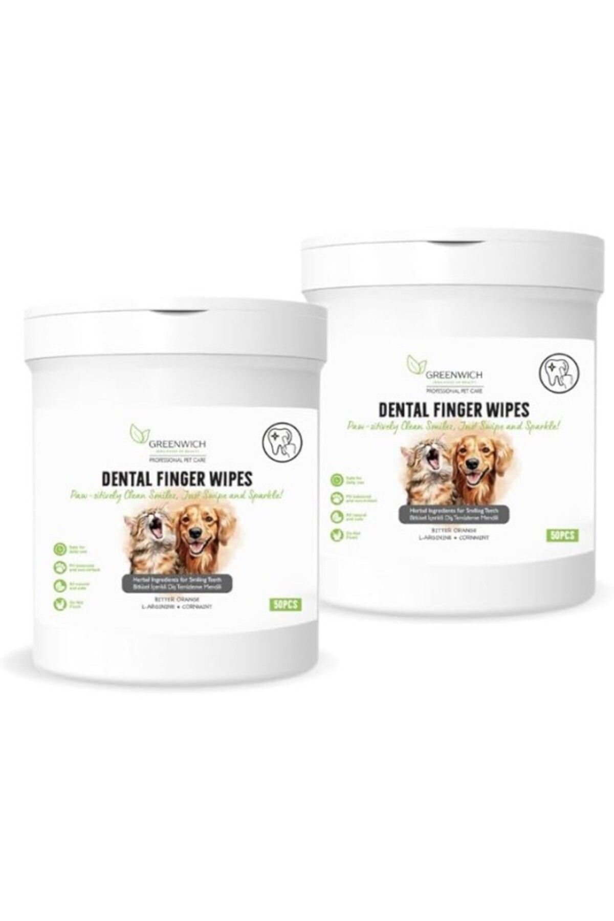 ShopZum Greenwich Bitkisel İçerikli Kedi Köpek Diş Mendili 2 * 50 Adet | Tartar, Ağız Kokusu Giderici | Diş