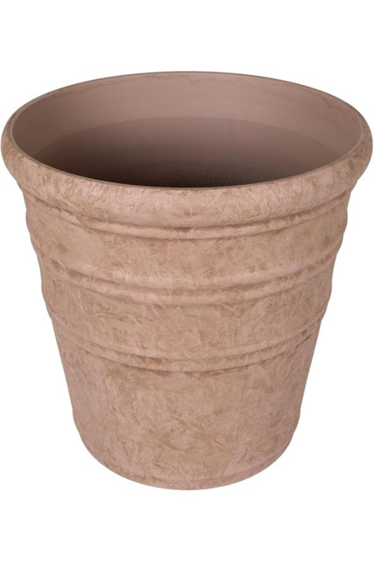 ShopZum Herdekora Oval İç Ve Dış Mekan Saksı Vizon Mini Boy 35,5X35,5X34,5 Cm.