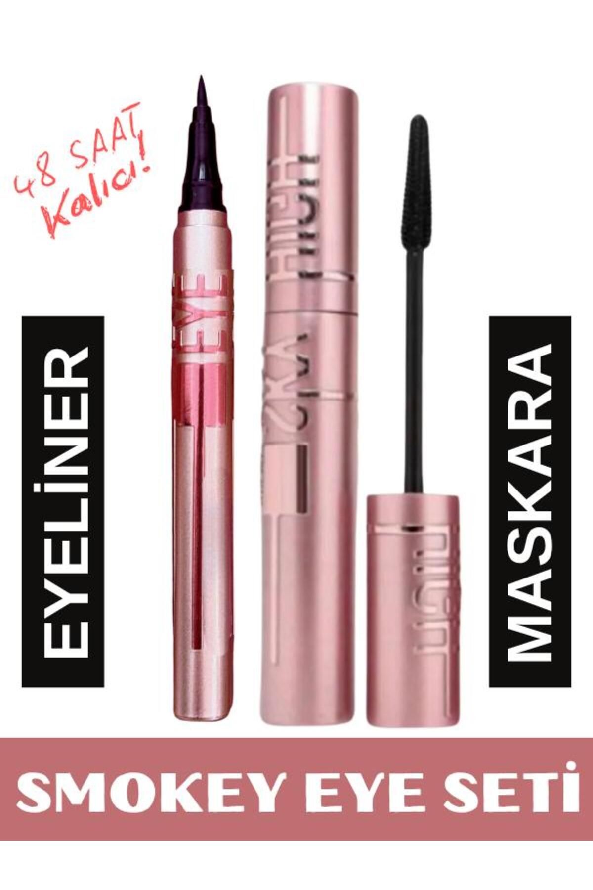 NUNUKO 2'li Sky High Maskara Eyeliner Seti - 48 Saat Kalıcı Smokey Eye Makyaj Seti